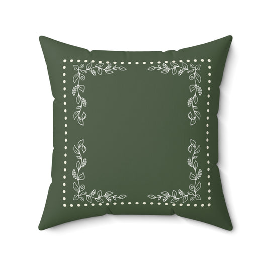 Forest green farmhouse pillow for year round use cottagecore homes and neutral holiday décor