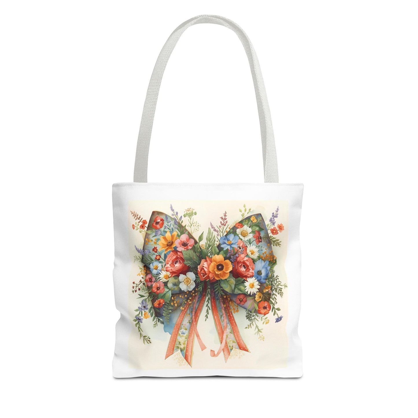 Floral Bow Tote Bag, Chic Everyday Shopper, Gift for Her, Stylish Floral Tote Reusable Shopping Bag, Cute Gift for Her - Reusable Tote Bag,