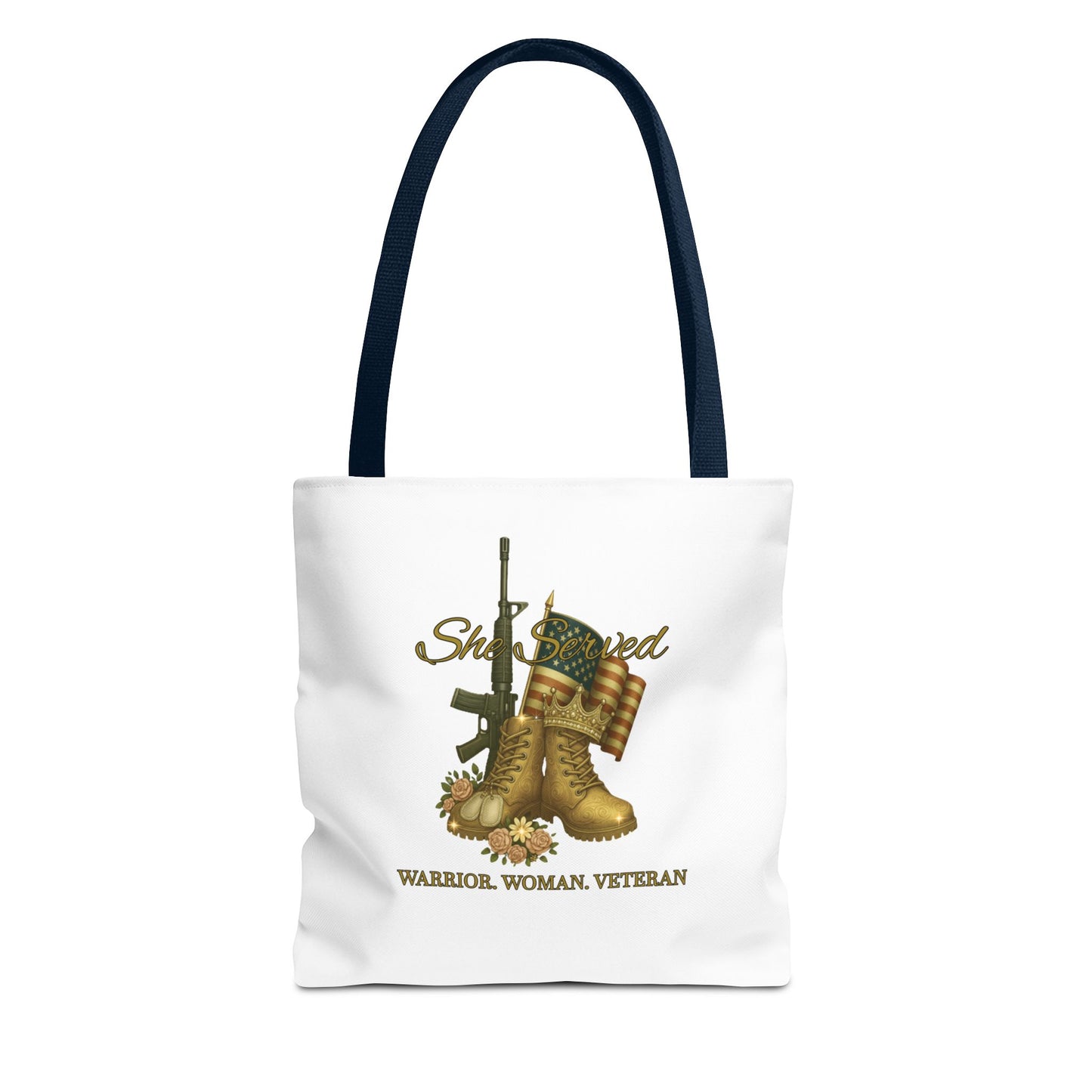 Warrior Woman Veteran Polyester Tote Bag Stylish Gift for Self or Her
