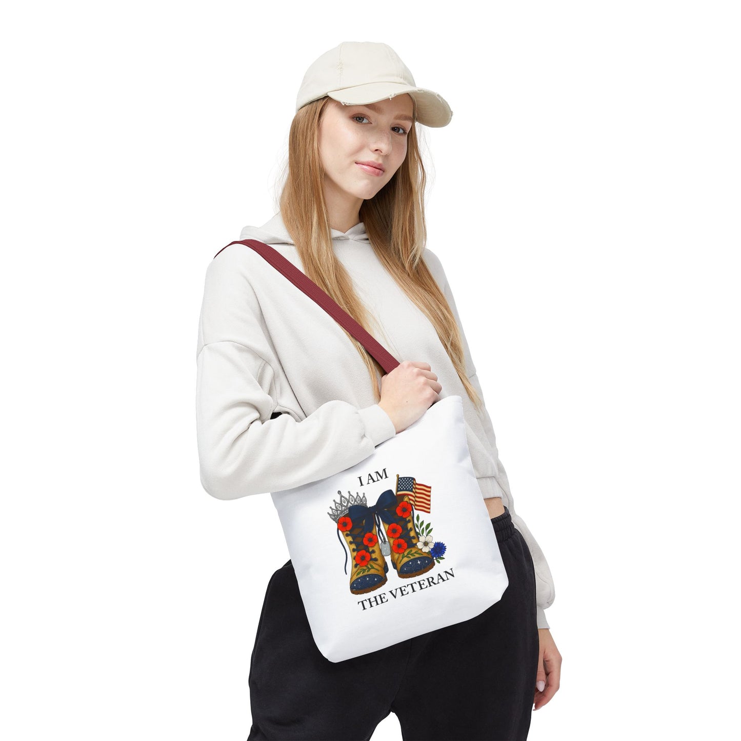 Female veteran tote bag eco friendly gift for self or veteran celebration event reusable canvas bag I am the Veteran design