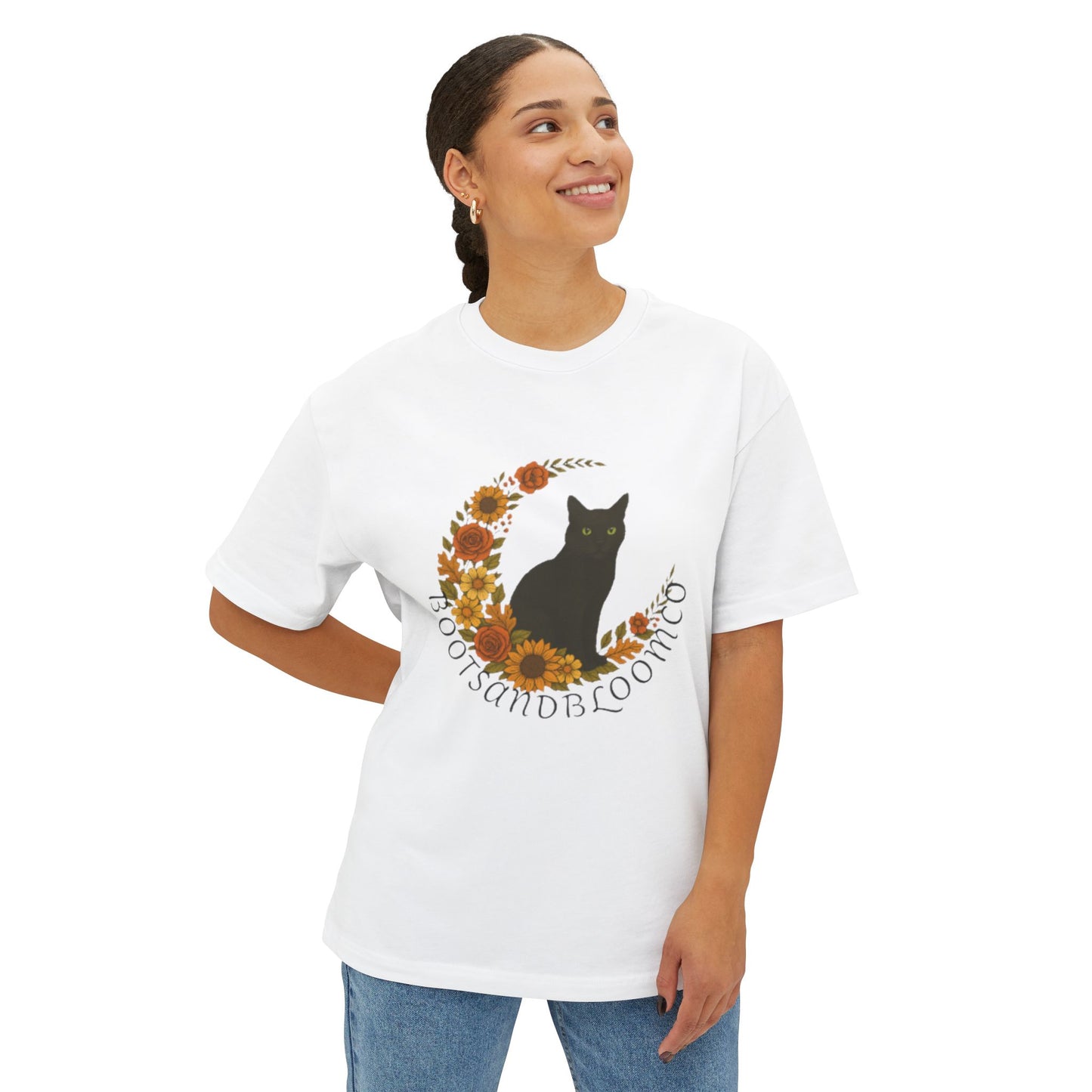 Cat & Sunflower Oversized Tee