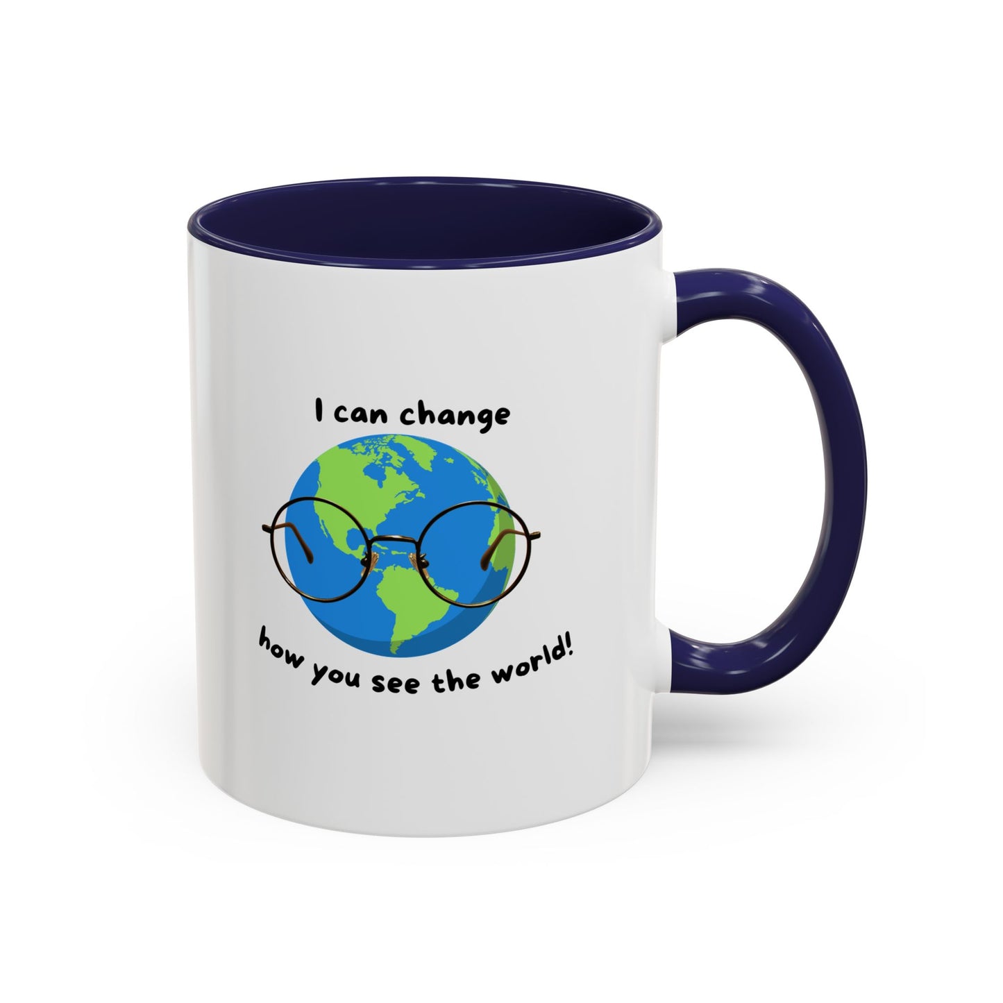 Inspirational Ceramic Coffee Mug, Motivational Gift for Eye Doctors or Health Tech's, Change the World Coffee Cup, Globe Themed Mug