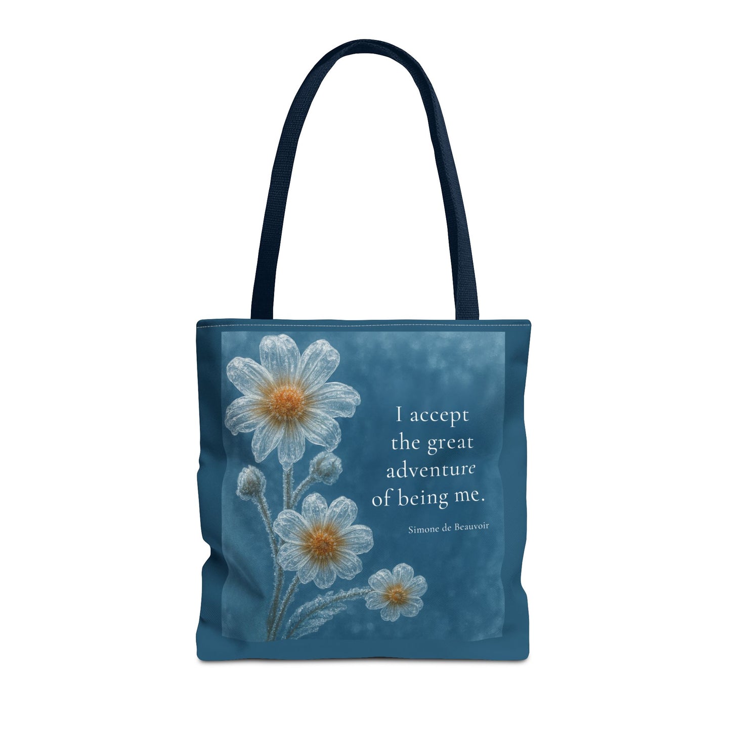 Frozen Petals Pétales Gelés Winter Daisy Floral Reusable Tote Bag