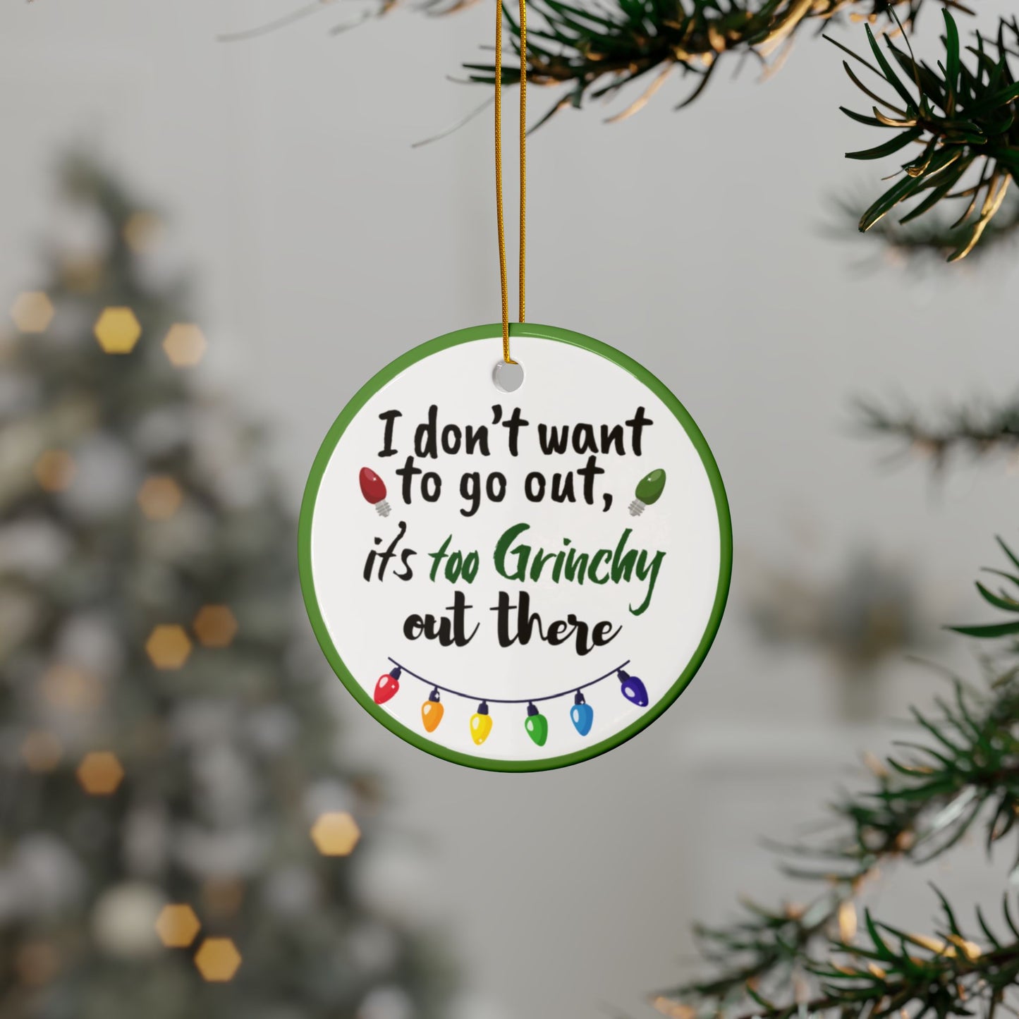 Grinchy Holiday Ceramic Ornaments, Fun Christmas Decor, Quirky Gift for Friends, Double-Sided, Seasonal Hanging Decor, Perfect for [...]