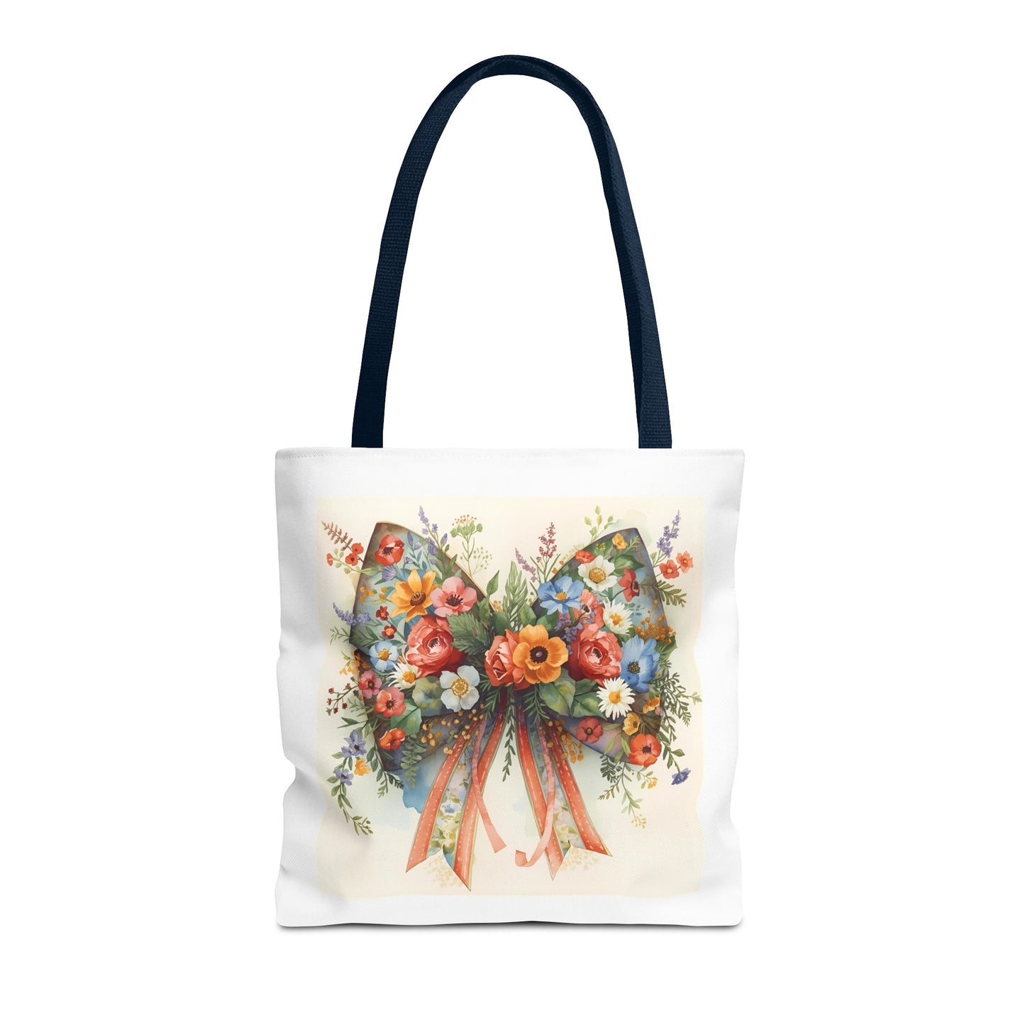 Floral Bow Tote Bag, Chic Everyday Shopper, Gift for Her, Stylish Floral Tote Reusable Shopping Bag, Cute Gift for Her - Reusable Tote Bag,