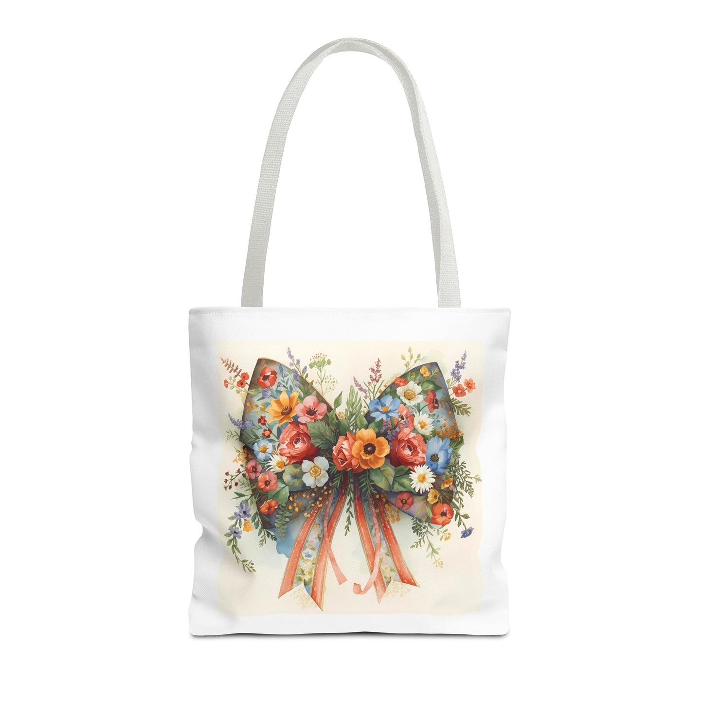 Floral Bow Tote Bag, Chic Everyday Shopper, Gift for Her, Stylish Floral Tote Reusable Shopping Bag, Cute Gift for Her - Reusable Tote Bag,