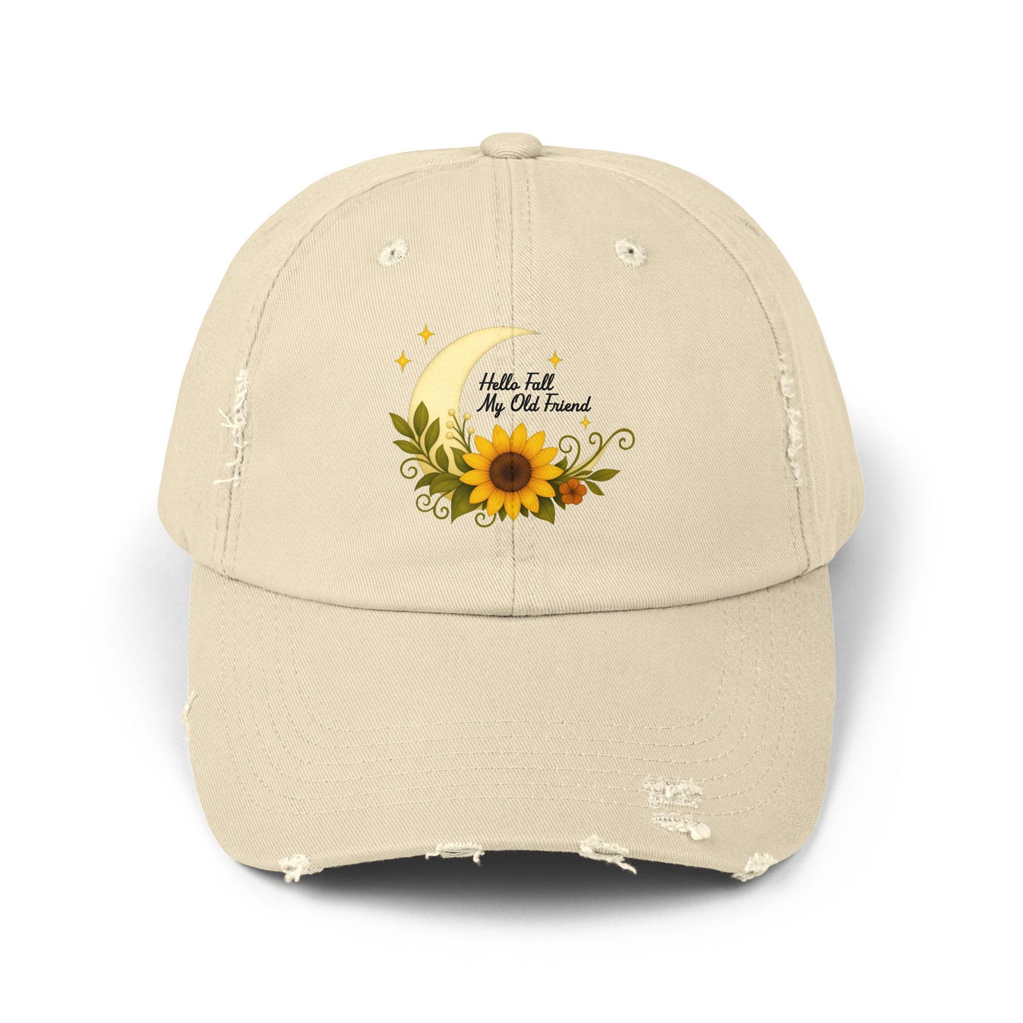 Boho Sunflower Distressed Cap: Vintage Cotton Twill Hat