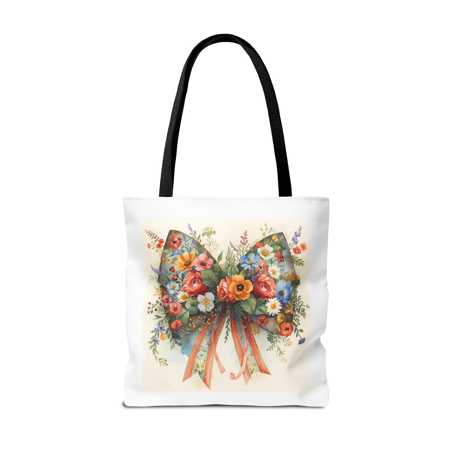 Floral Bow Tote Bag, Chic Everyday Shopper, Gift for Her, Stylish Floral Tote Reusable Shopping Bag, Cute Gift for Her - Reusable Tote Bag,