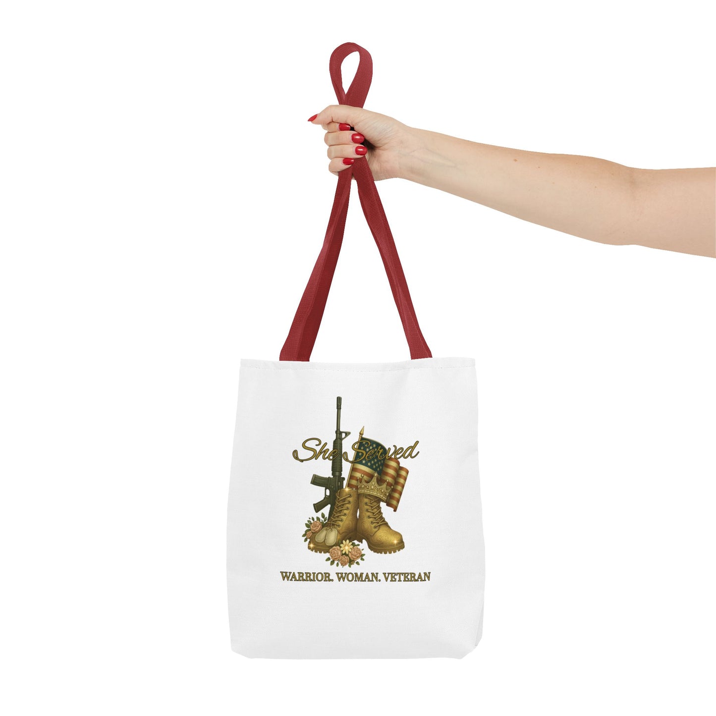 Warrior Woman Veteran Polyester Tote Bag Stylish Gift for Self or Her