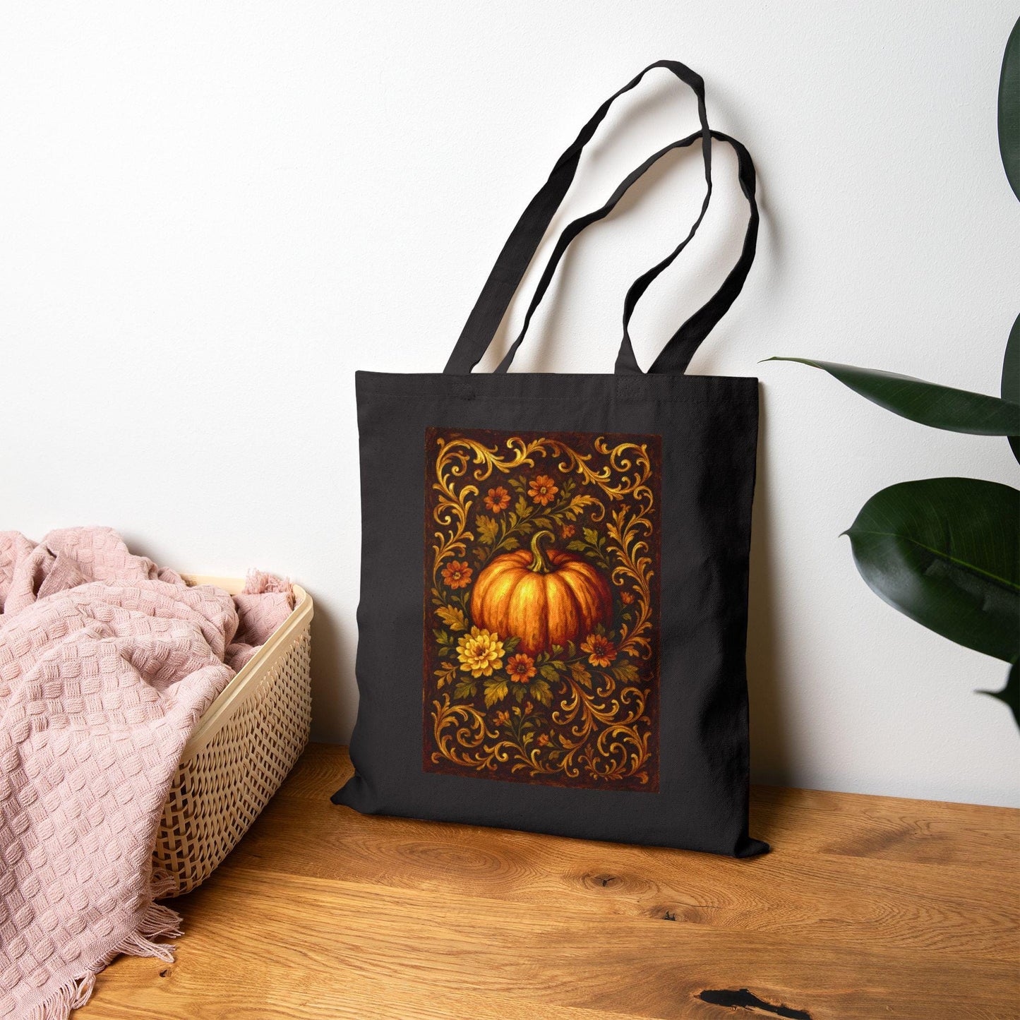 Autumn Pumpkin Canvas Tote Bag: Eco-Friendly Fall Shopping