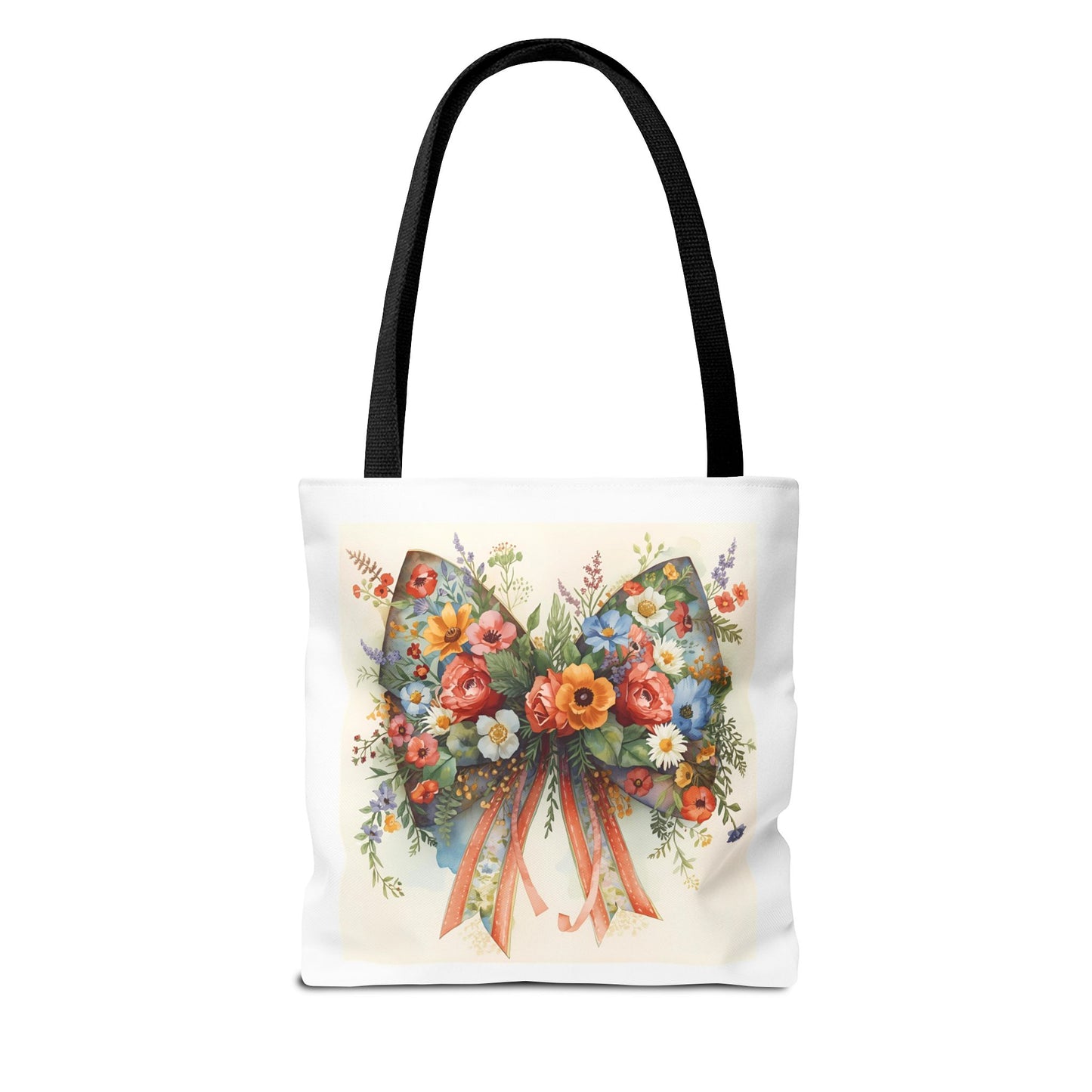Floral Bow Tote Bag, Chic Everyday Shopper, Gift for Her, Stylish Floral Tote Reusable Shopping Bag, Cute Gift for Her - Reusable Tote Bag,