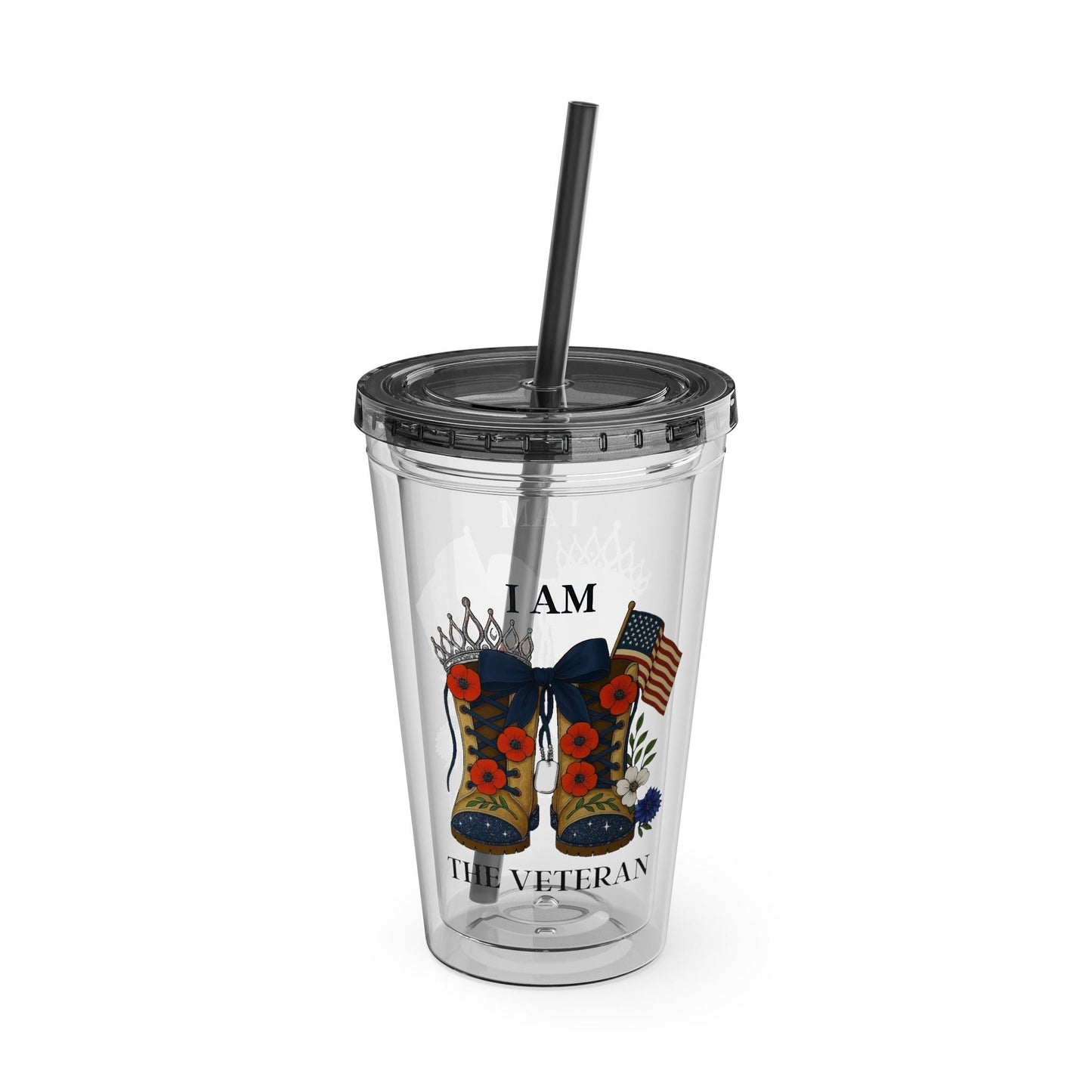 I Am the Veteran Tumble, Patriotic Travel Cup with Straw, Military Pride Gift, Veteran Drinkware, Perfect gift for co-workers
