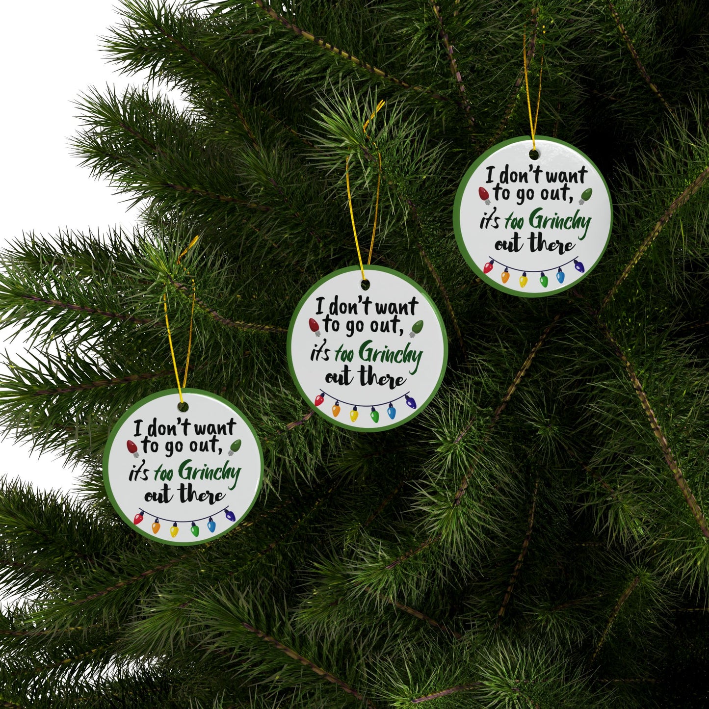 Grinchy Holiday Ceramic Ornaments, Fun Christmas Decor, Quirky Gift for Friends, Double-Sided, Seasonal Hanging Decor, Perfect for [...]
