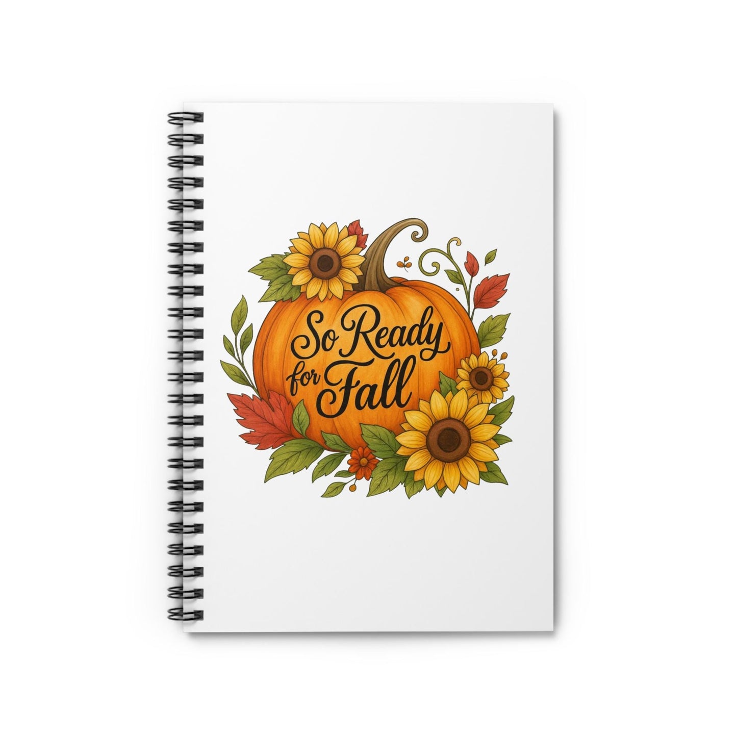 Fall Spiral Notebook: Pumpkin & Sunflower Design - 6" x 8"