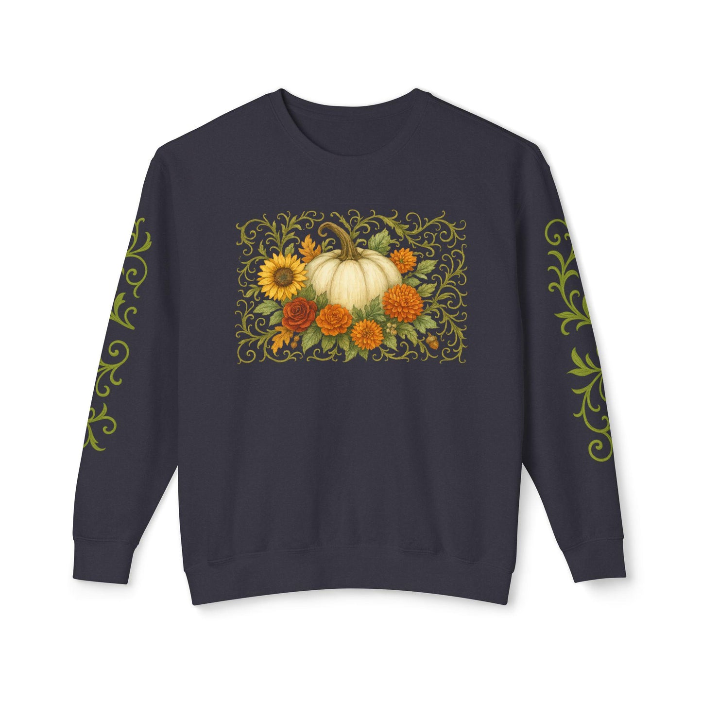 Fall Floral Pumpkin Sweatshirt: Cream Comfort Colors Ring Spun Cotton Pullover