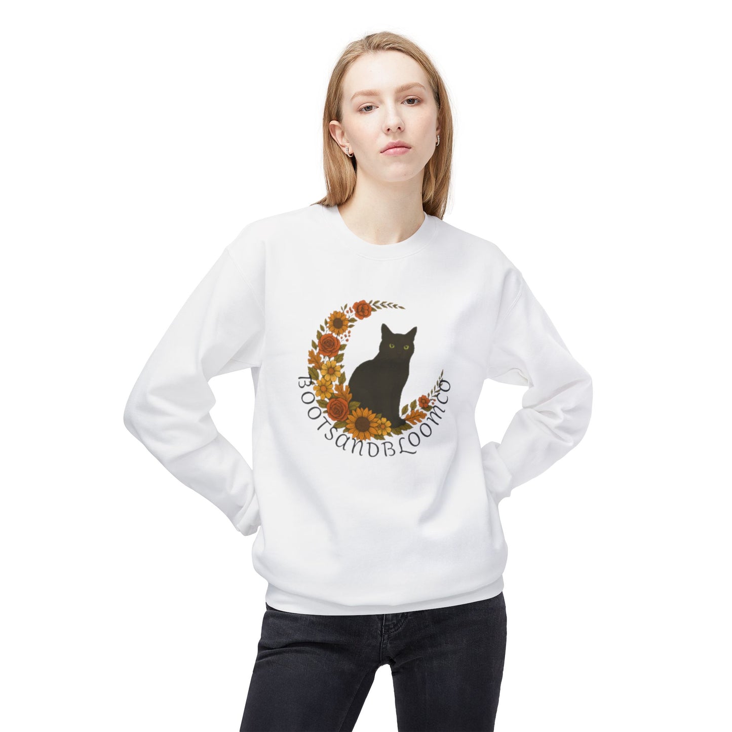Floral Cottage Core Sweatshirt Gift for Cat Lovers