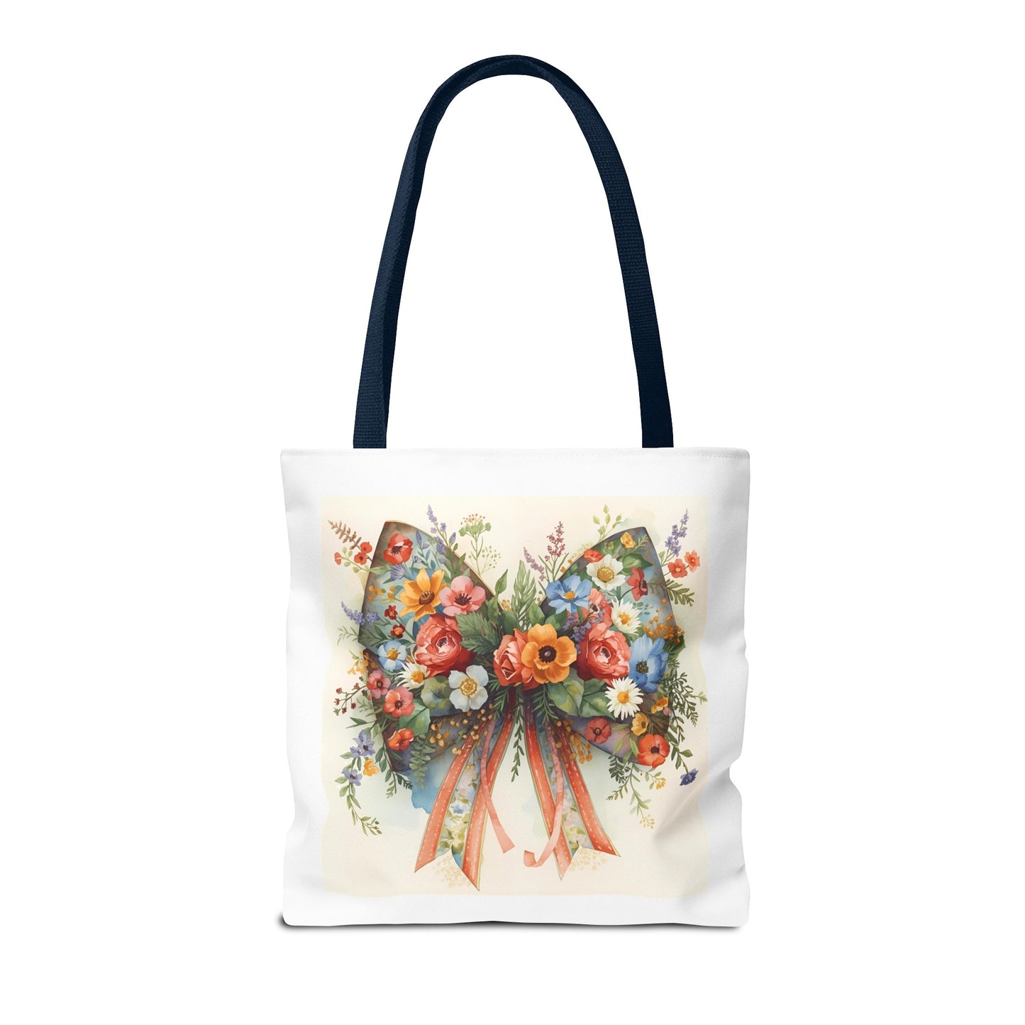 Floral Bow Tote Bag, Chic Everyday Shopper, Gift for Her, Stylish Floral Tote Reusable Shopping Bag, Cute Gift for Her - Reusable Tote Bag,
