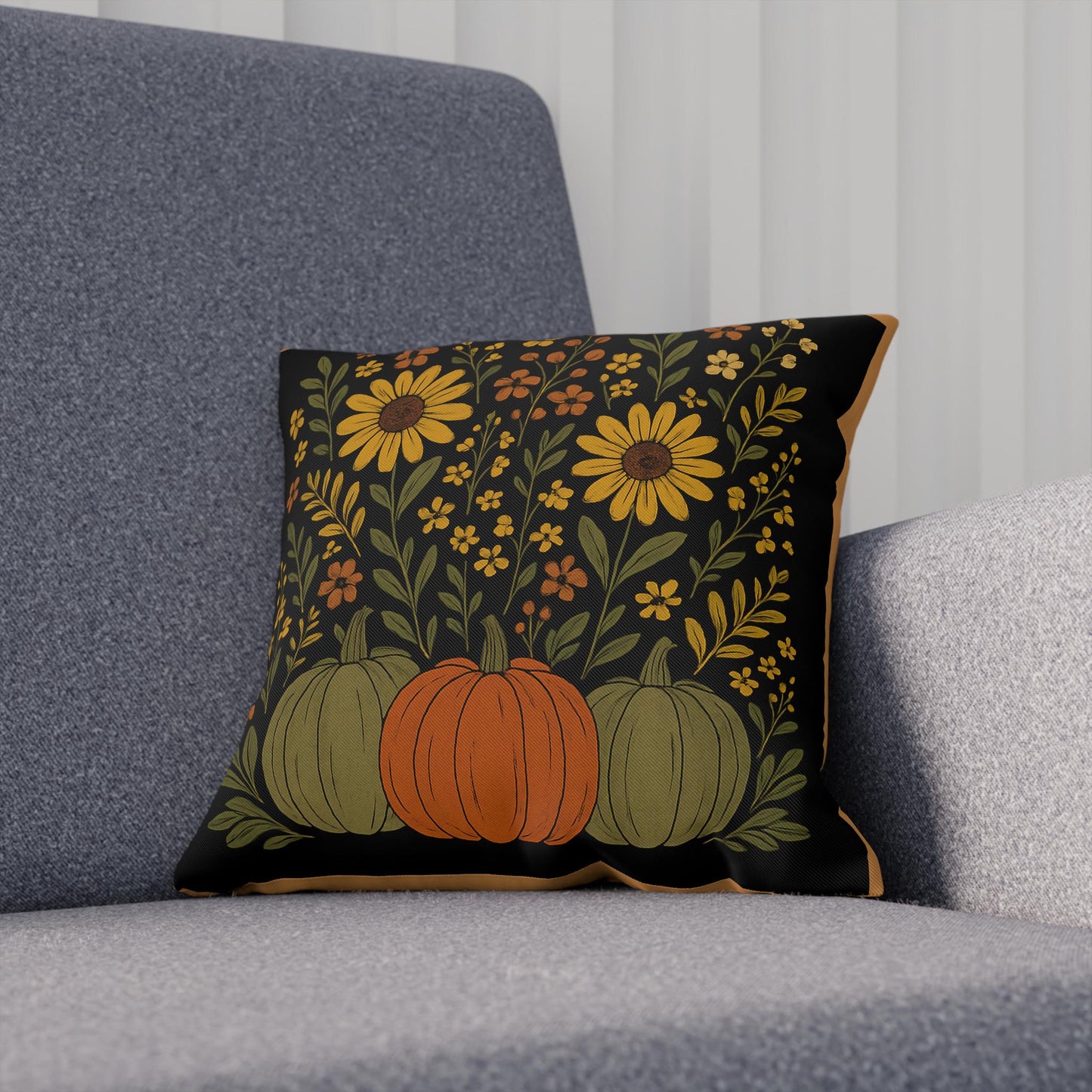 Autumn Floral Cushion - Cozy Harvest Decor, Fall Home Accent, Gift for Thanksgiving, Seasonal Throw Pillow, Rustic Pumpkin Design