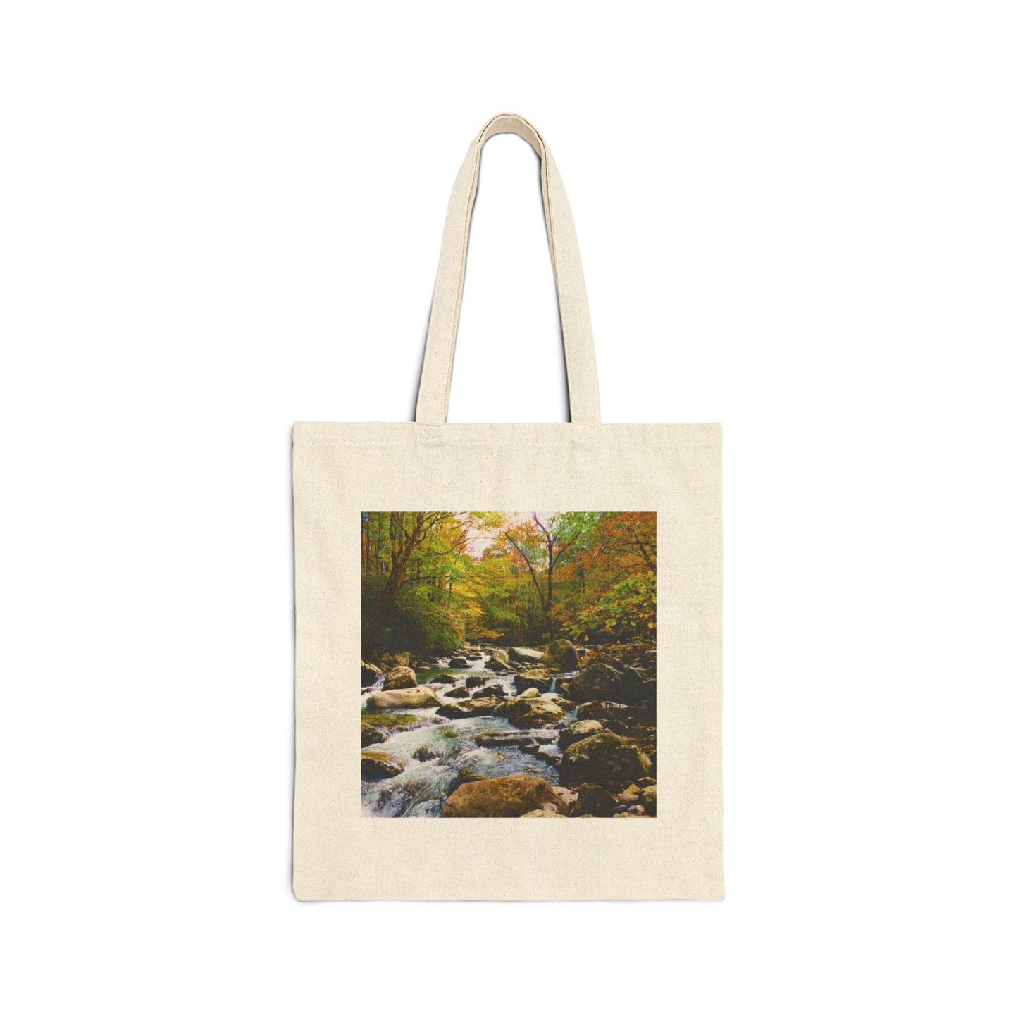 Serene Nature Cotton Canvas Tote Bag: Eco-Friendly Shopping