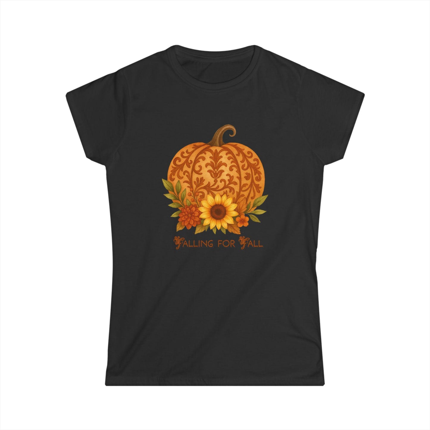 Fall Pumpkin Graphic Tee: Women's Softstyle Autumn Shirt