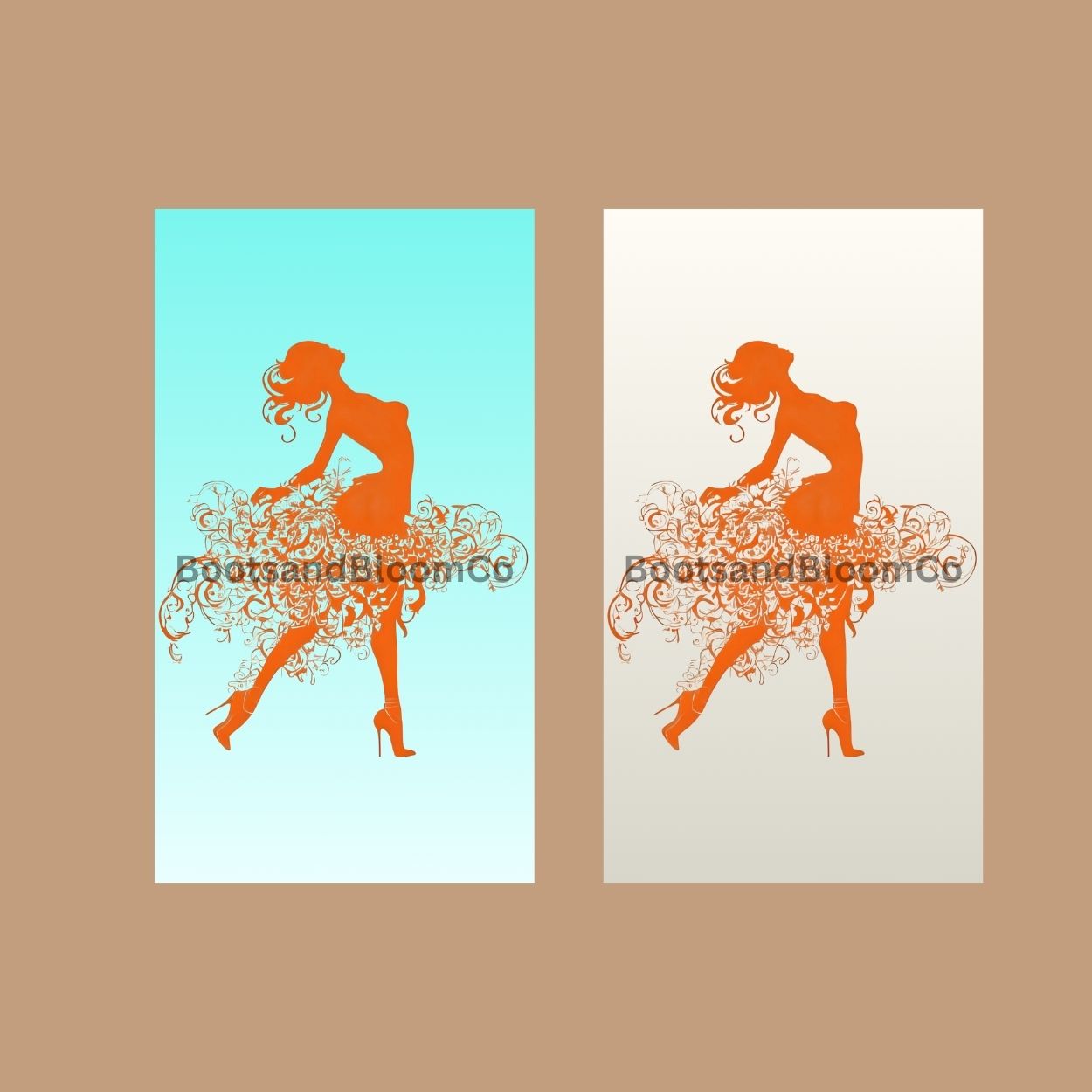Showgirl Silhouette Phone Wallpaper Set Aqua + Cream Digital Lock Screen Download