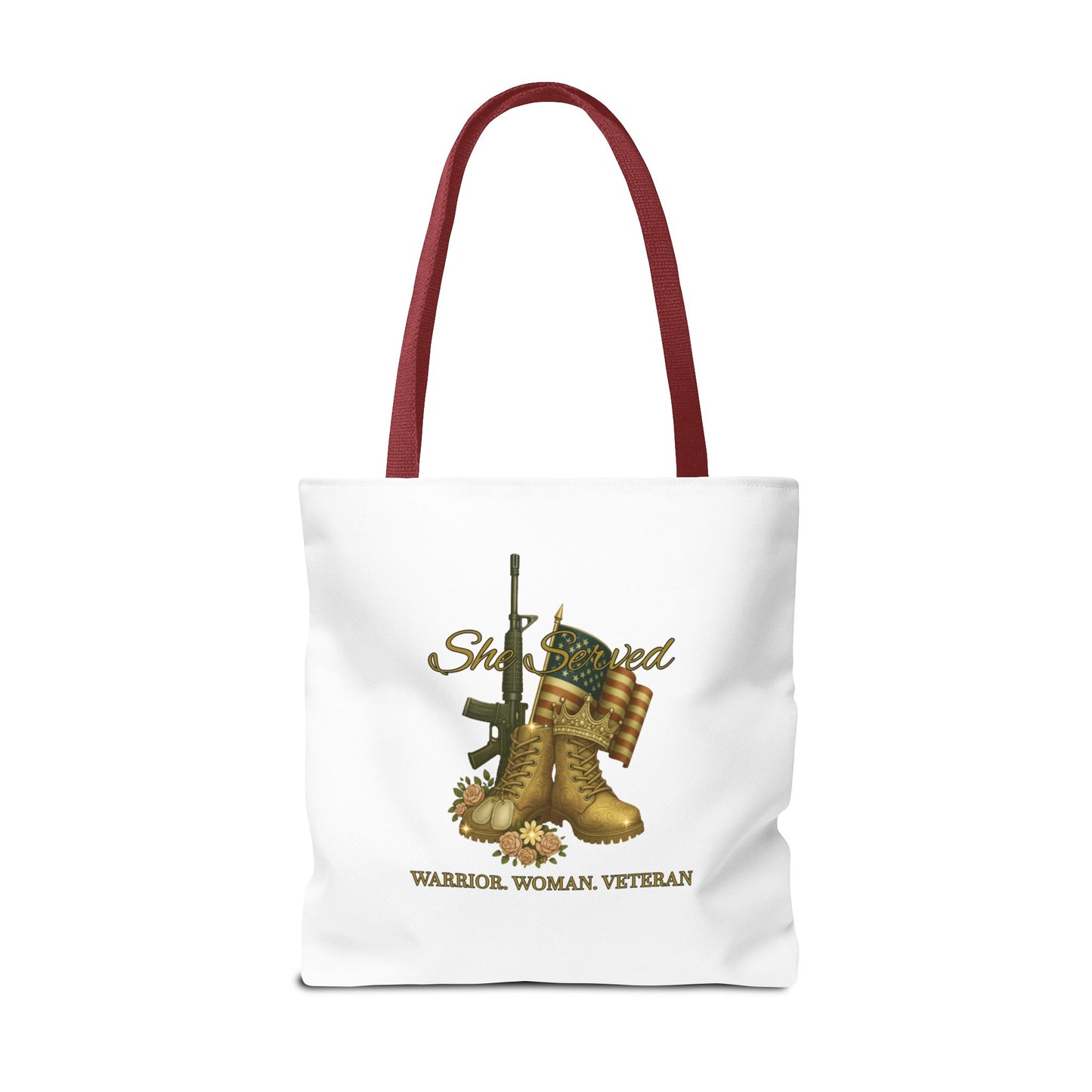 Warrior Woman Veteran Polyester Tote Bag Stylish Gift for Self or Her