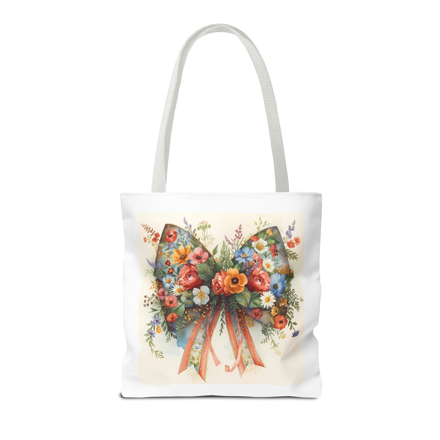 Floral Bow Tote Bag, Chic Everyday Shopper, Gift for Her, Stylish Floral Tote Reusable Shopping Bag, Cute Gift for Her - Reusable Tote Bag,