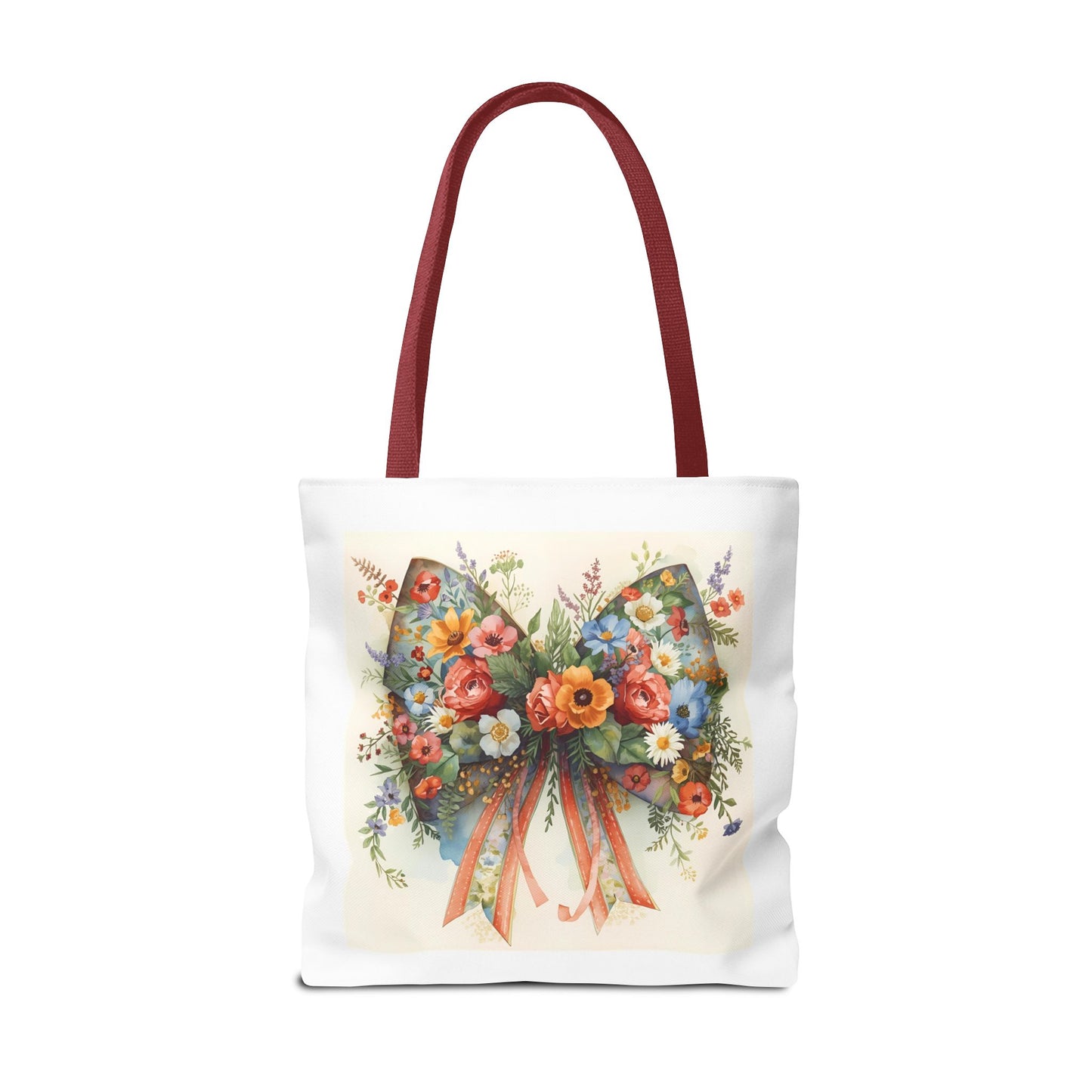 Floral Bow Tote Bag, Chic Everyday Shopper, Gift for Her, Stylish Floral Tote Reusable Shopping Bag, Cute Gift for Her - Reusable Tote Bag,