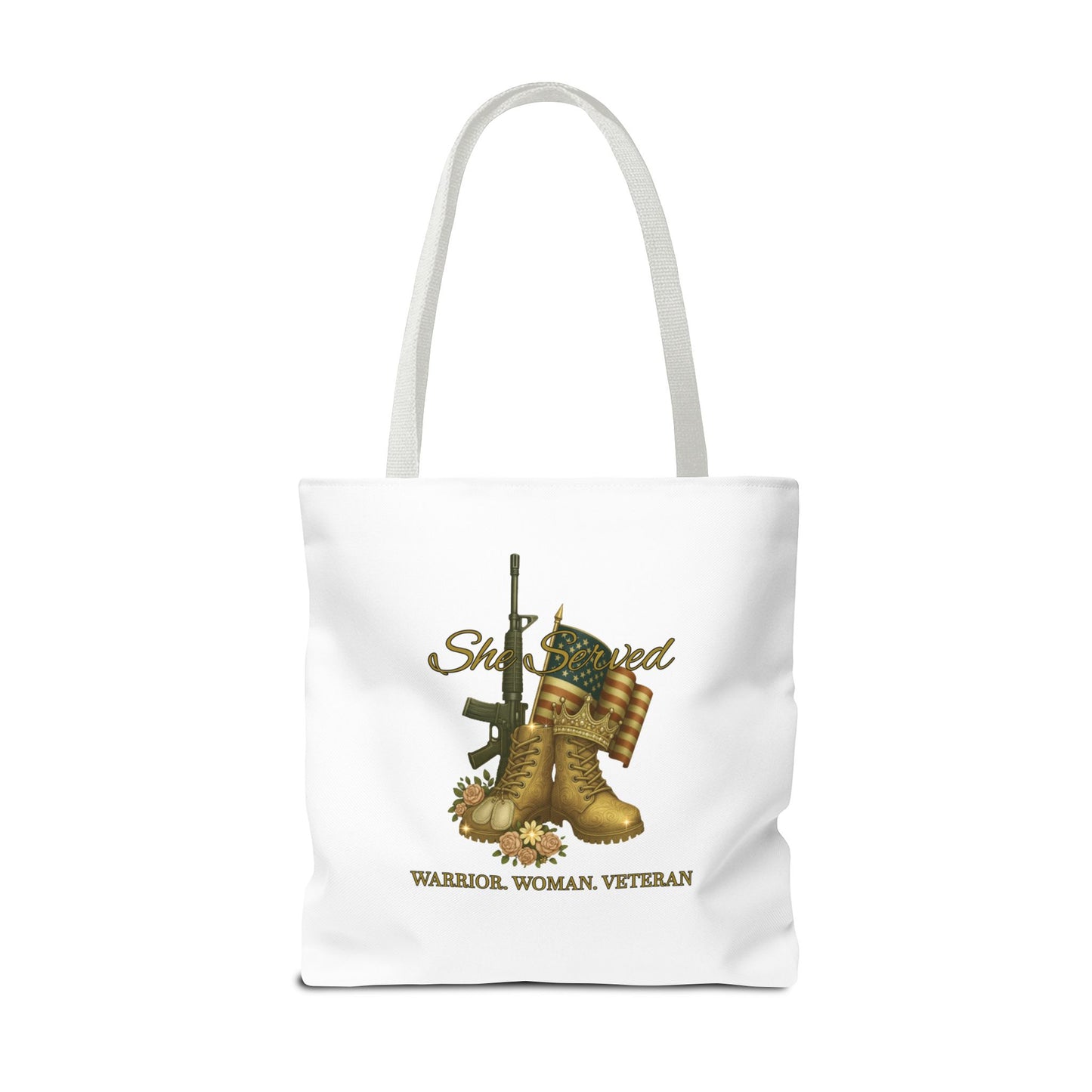 Warrior Woman Veteran Polyester Tote Bag Stylish Gift for Self or Her