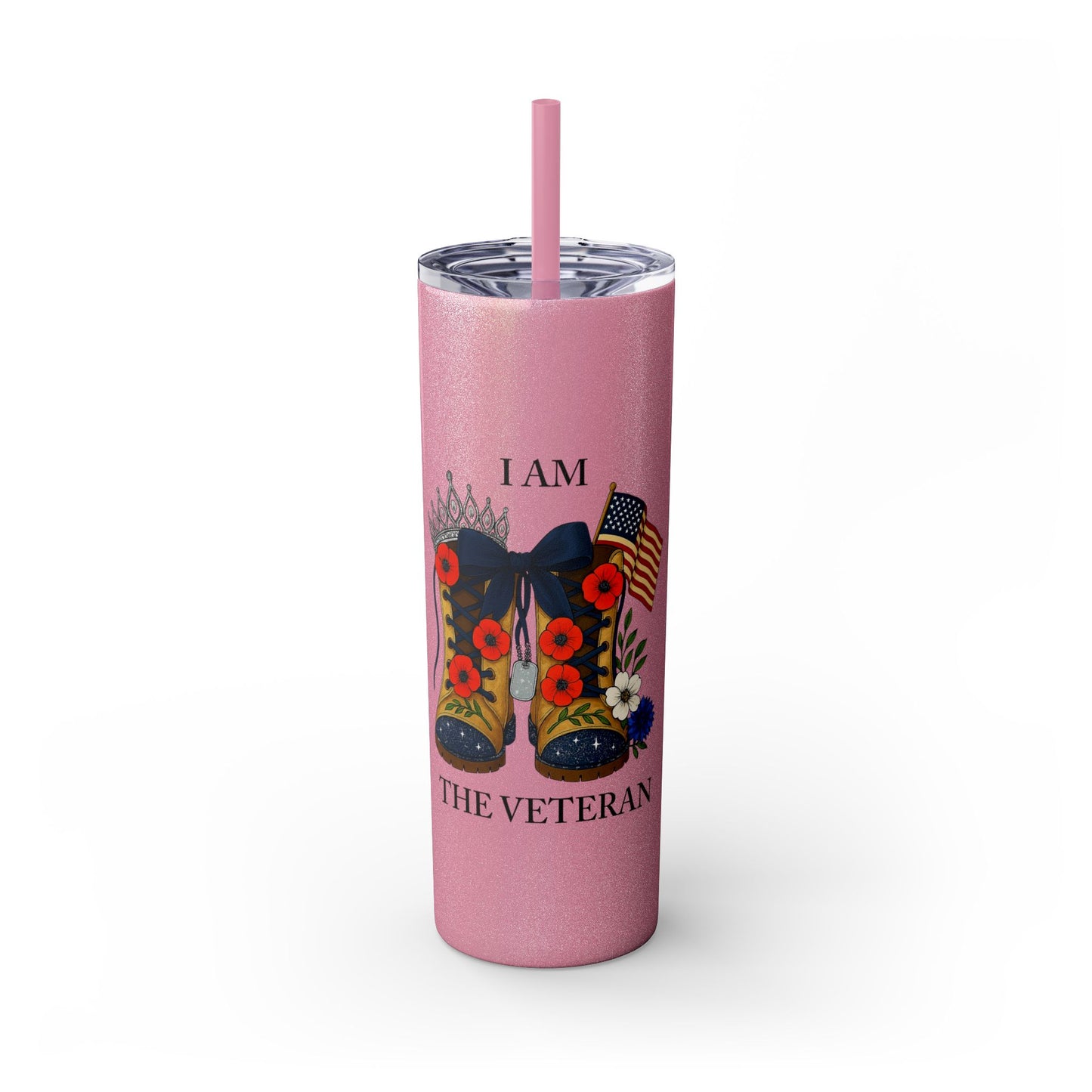 Woman Veteran Skinny Tumbler Drinkware Tribute Gift for Military