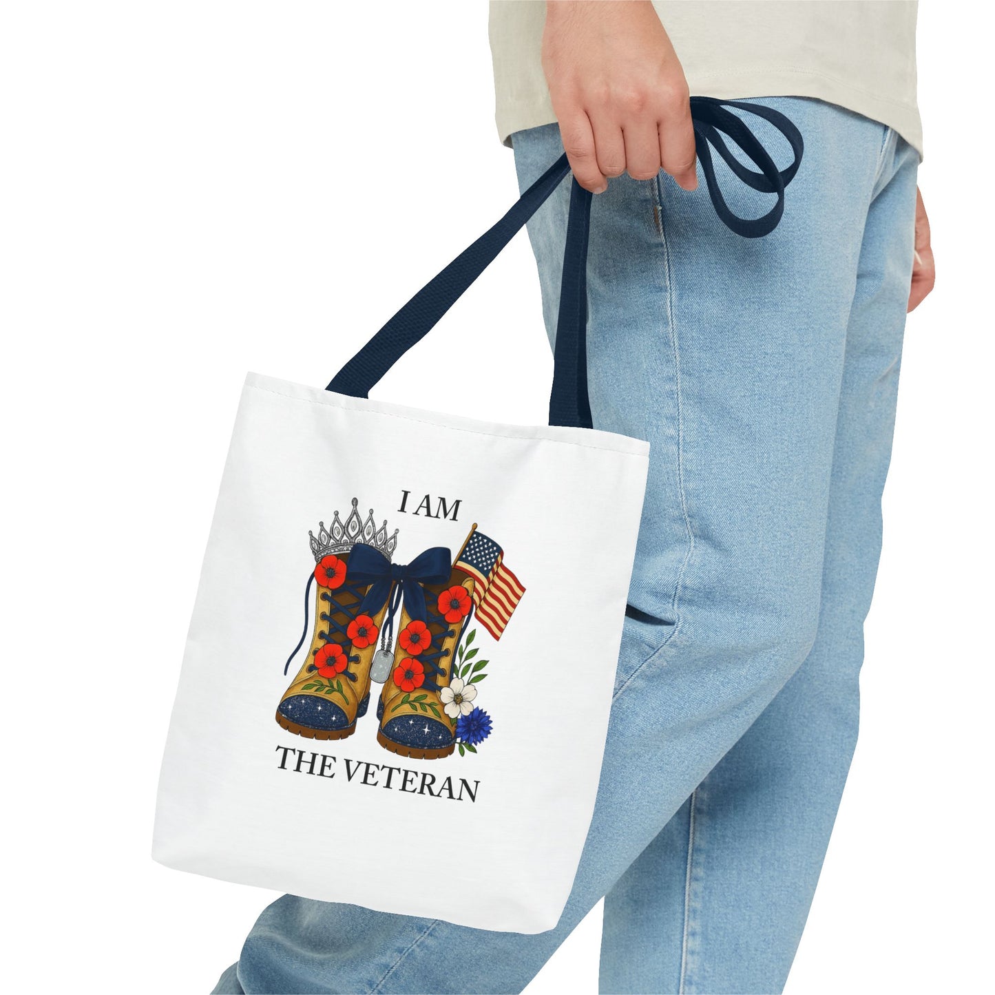 Female veteran tote bag eco friendly gift for self or veteran celebration event reusable canvas bag I am the Veteran design