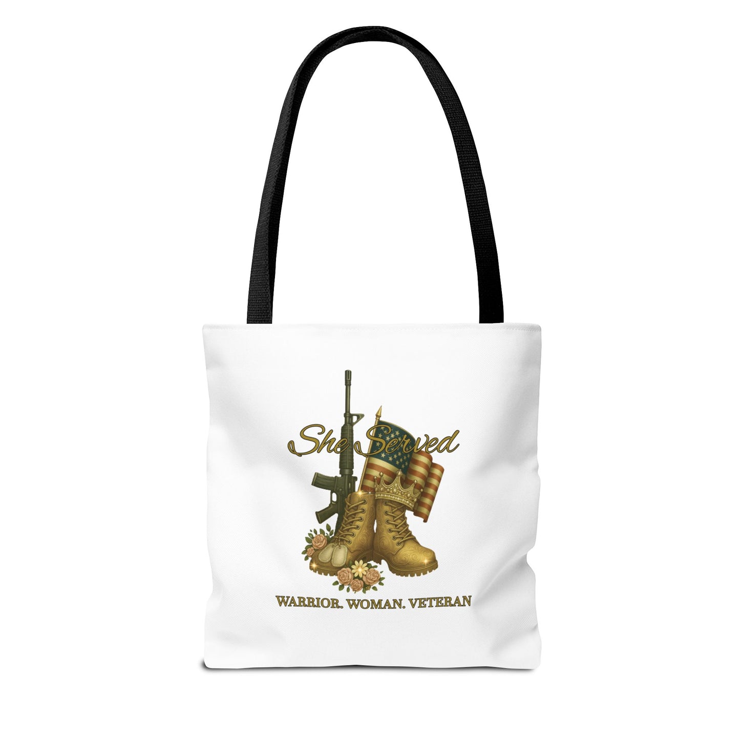 Warrior Woman Veteran Polyester Tote Bag Stylish Gift for Self or Her