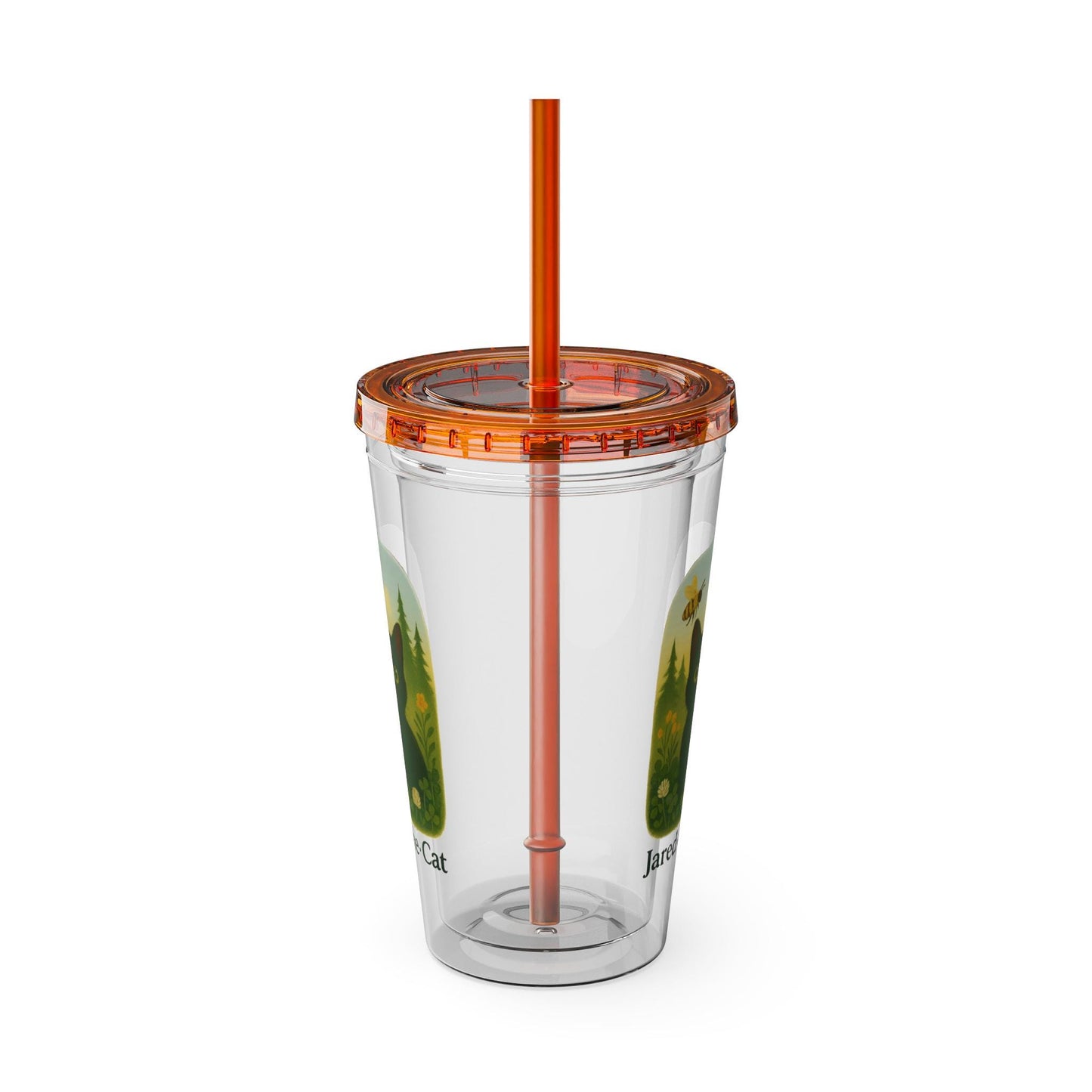 Jared.the.Cat collection, 16oz Drink Holder, Eco-Friendly Travel Cup, Cute Cat Design, Personalized Gift for Cat Lovers, BPA-free acrylic