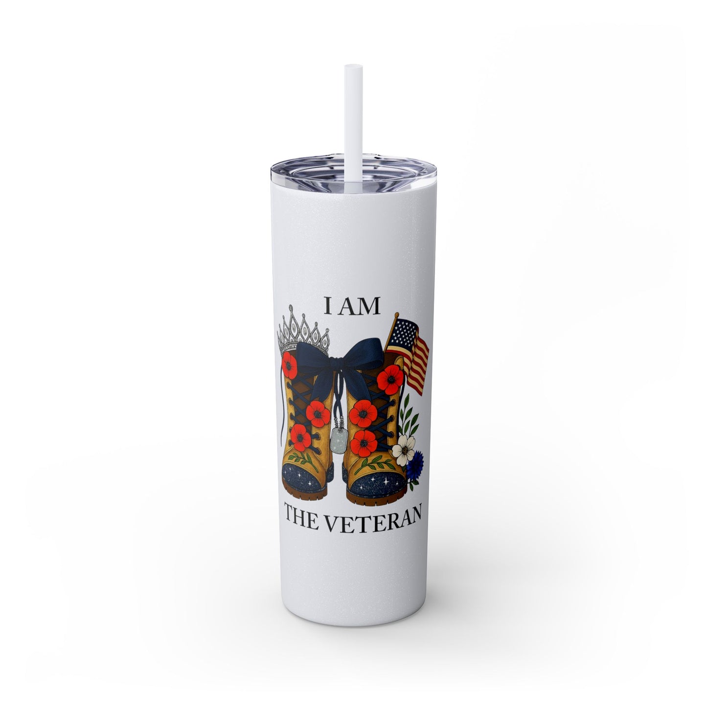 Woman Veteran Skinny Tumbler Drinkware Tribute Gift for Military