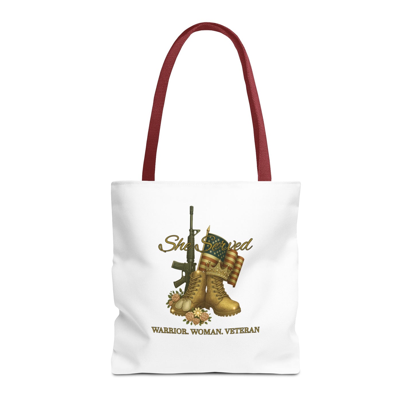 Warrior Woman Veteran Polyester Tote Bag Stylish Gift for Self or Her