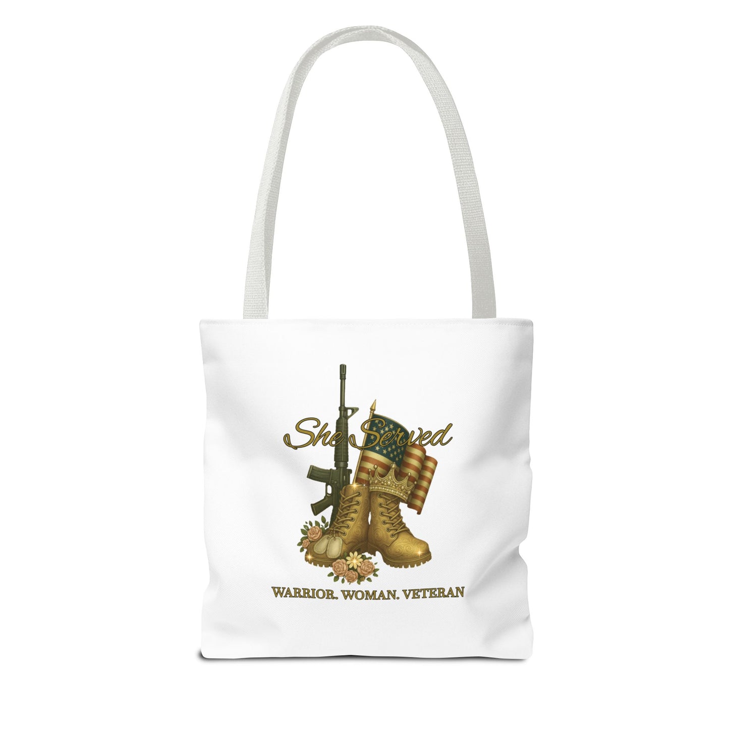 Warrior Woman Veteran Polyester Tote Bag Stylish Gift for Self or Her