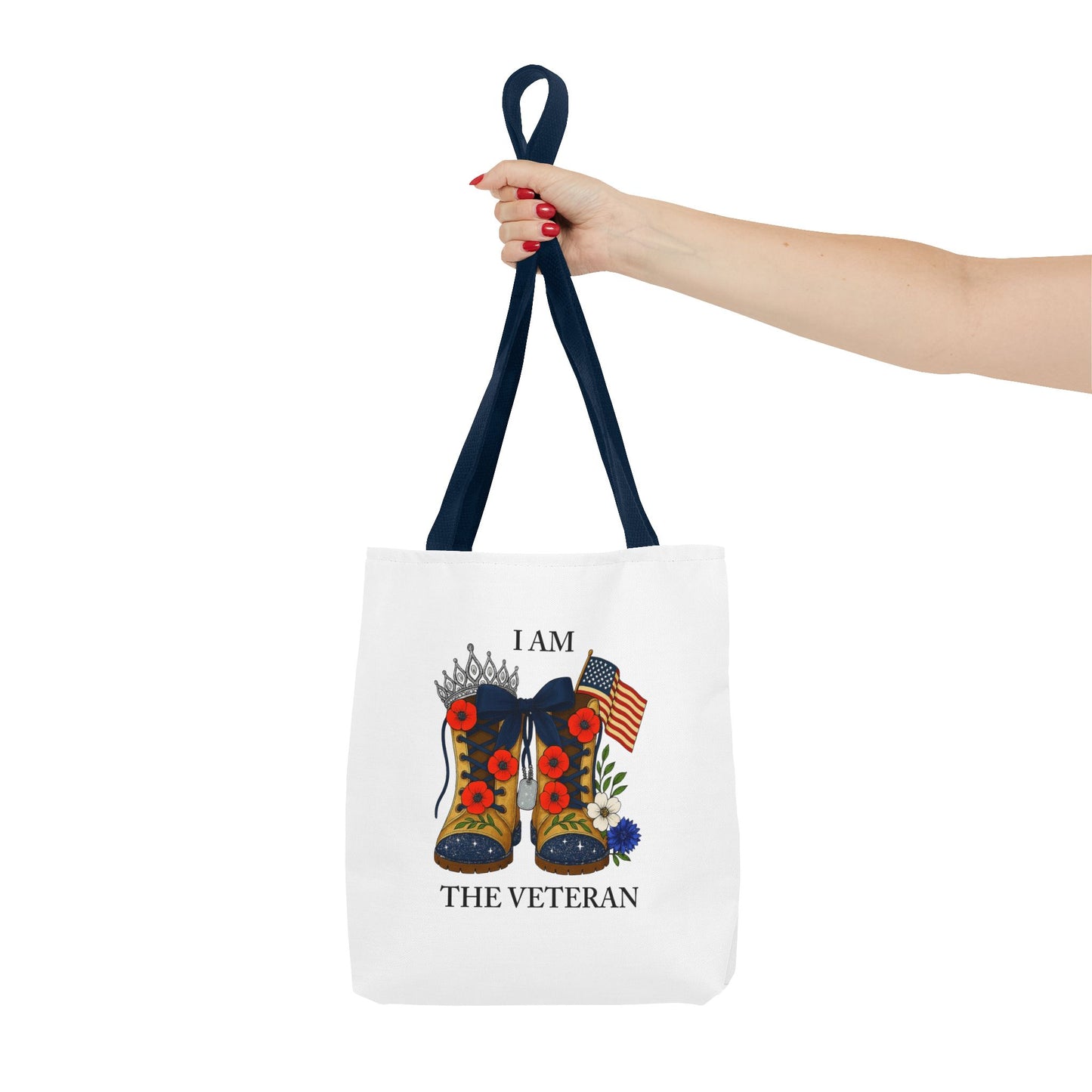 Female veteran tote bag eco friendly gift for self or veteran celebration event reusable canvas bag I am the Veteran design