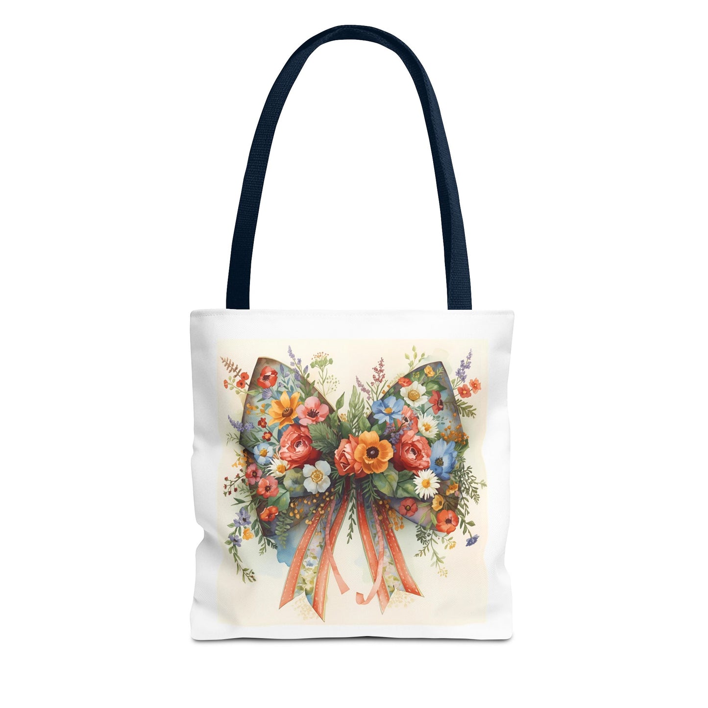 Floral Bow Tote Bag, Chic Everyday Shopper, Gift for Her, Stylish Floral Tote Reusable Shopping Bag, Cute Gift for Her - Reusable Tote Bag,