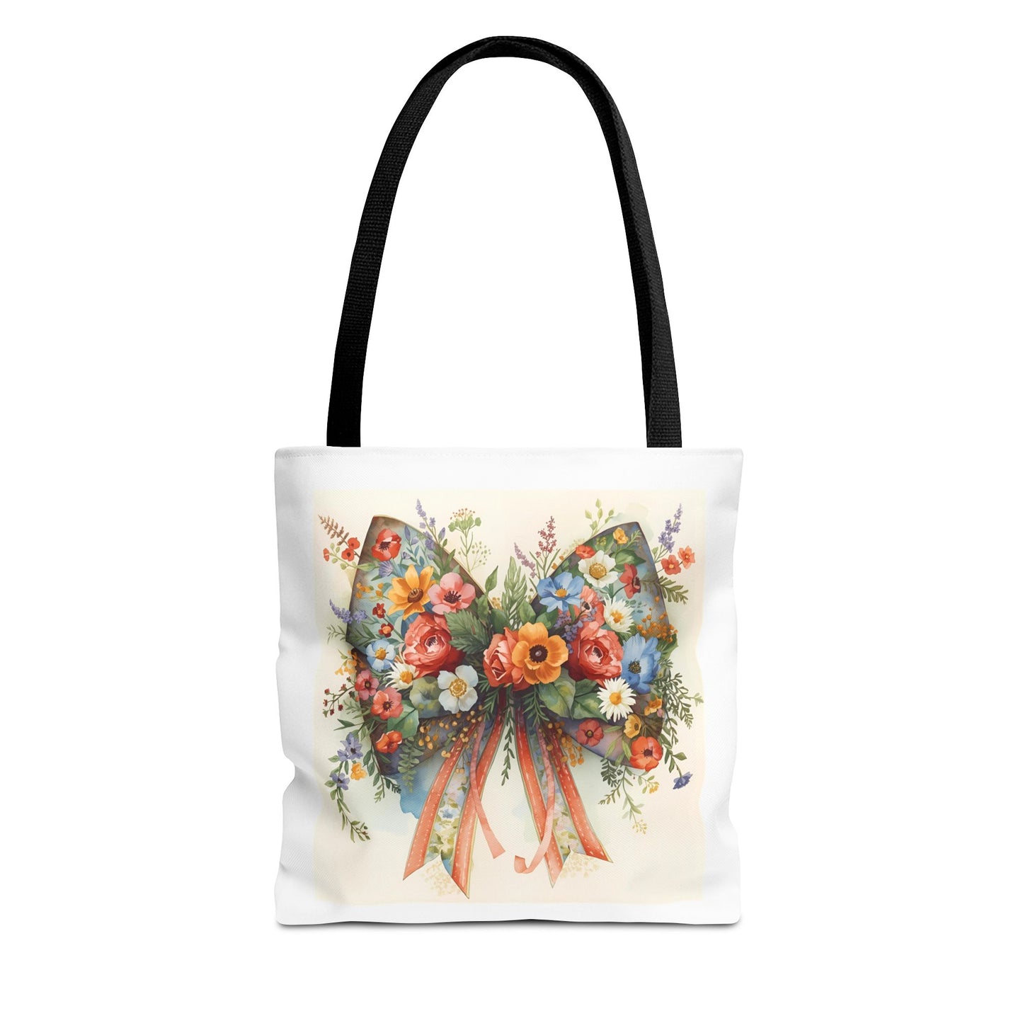 Floral Bow Tote Bag, Chic Everyday Shopper, Gift for Her, Stylish Floral Tote Reusable Shopping Bag, Cute Gift for Her - Reusable Tote Bag,