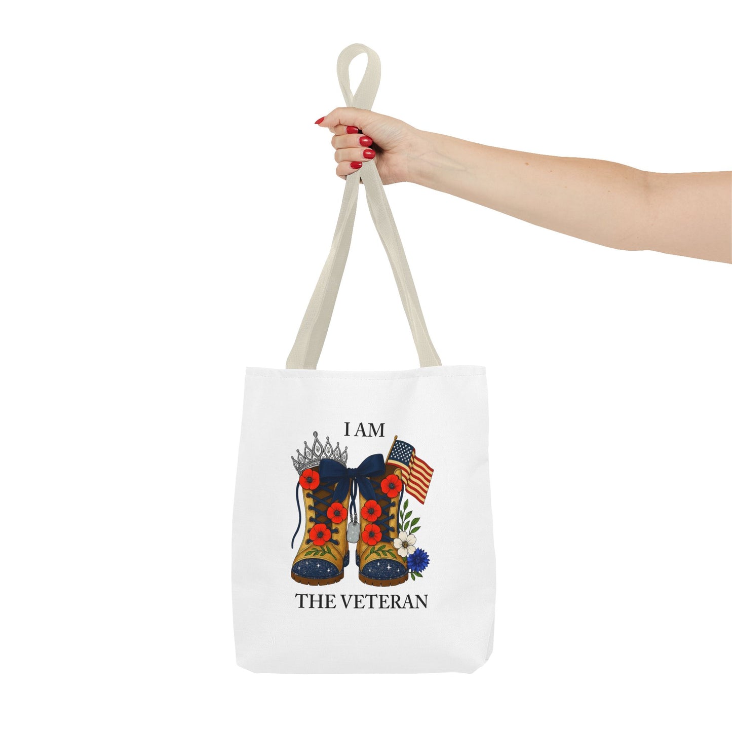 Female veteran tote bag eco friendly gift for self or veteran celebration event reusable canvas bag I am the Veteran design
