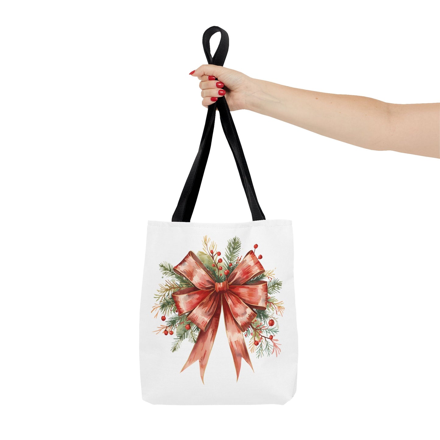 Vintage Red Bow Tote Bag, Coquette-Inspired Holiday Shopper, Elegant Reusable Gift Bag, Classic Winter Tote, Feminine Everyday Carryall