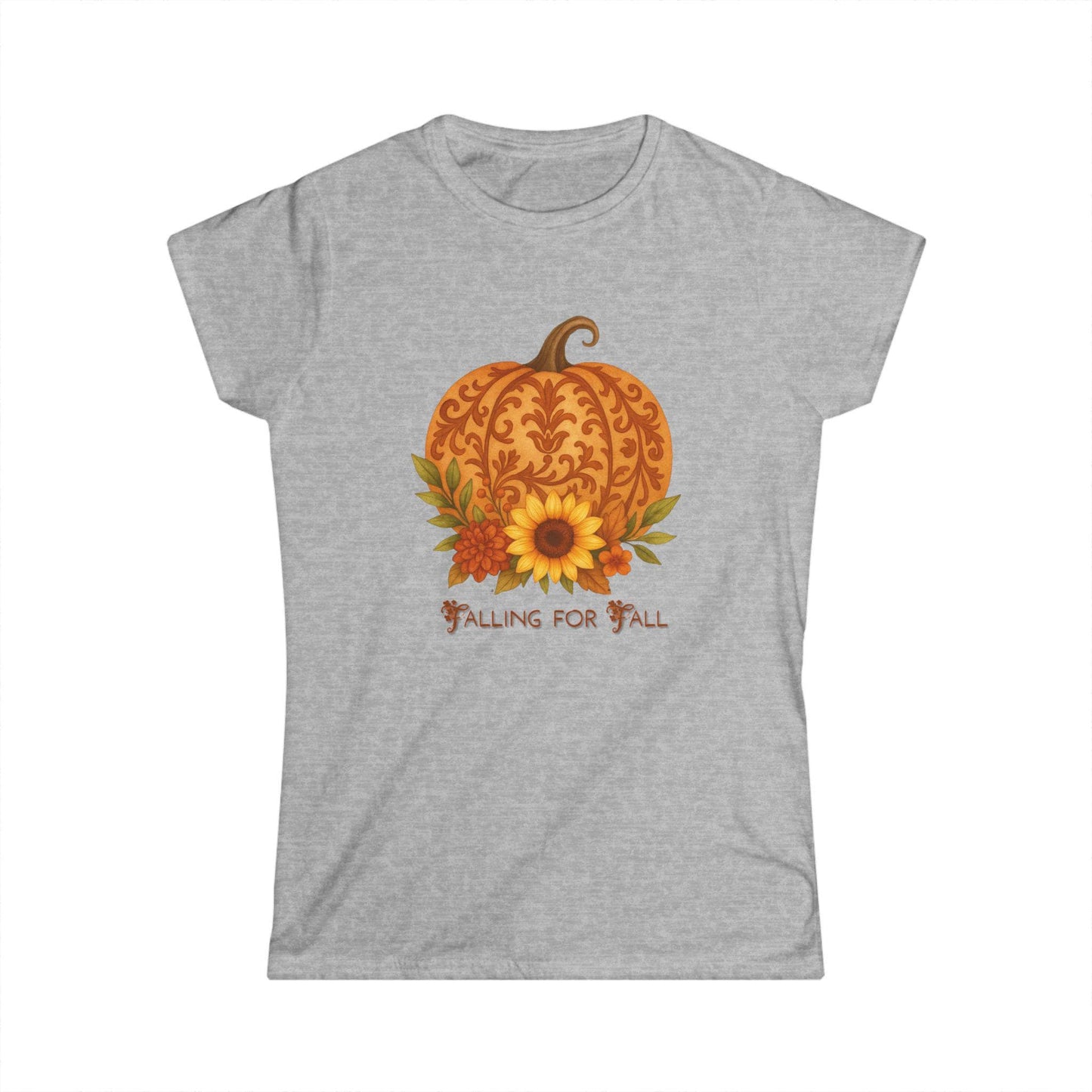 Fall Pumpkin Graphic Tee: Women's Softstyle Autumn Shirt