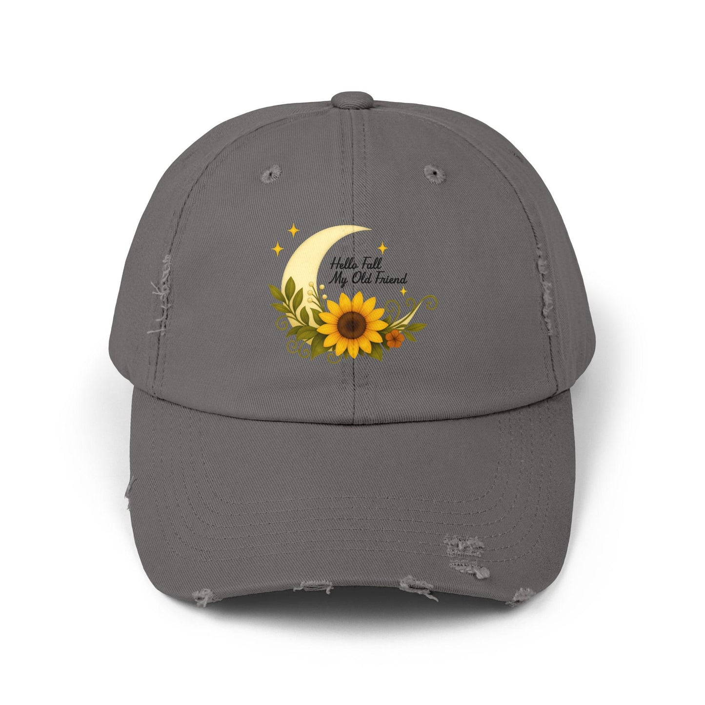 Boho Sunflower Distressed Cap: Vintage Cotton Twill Hat
