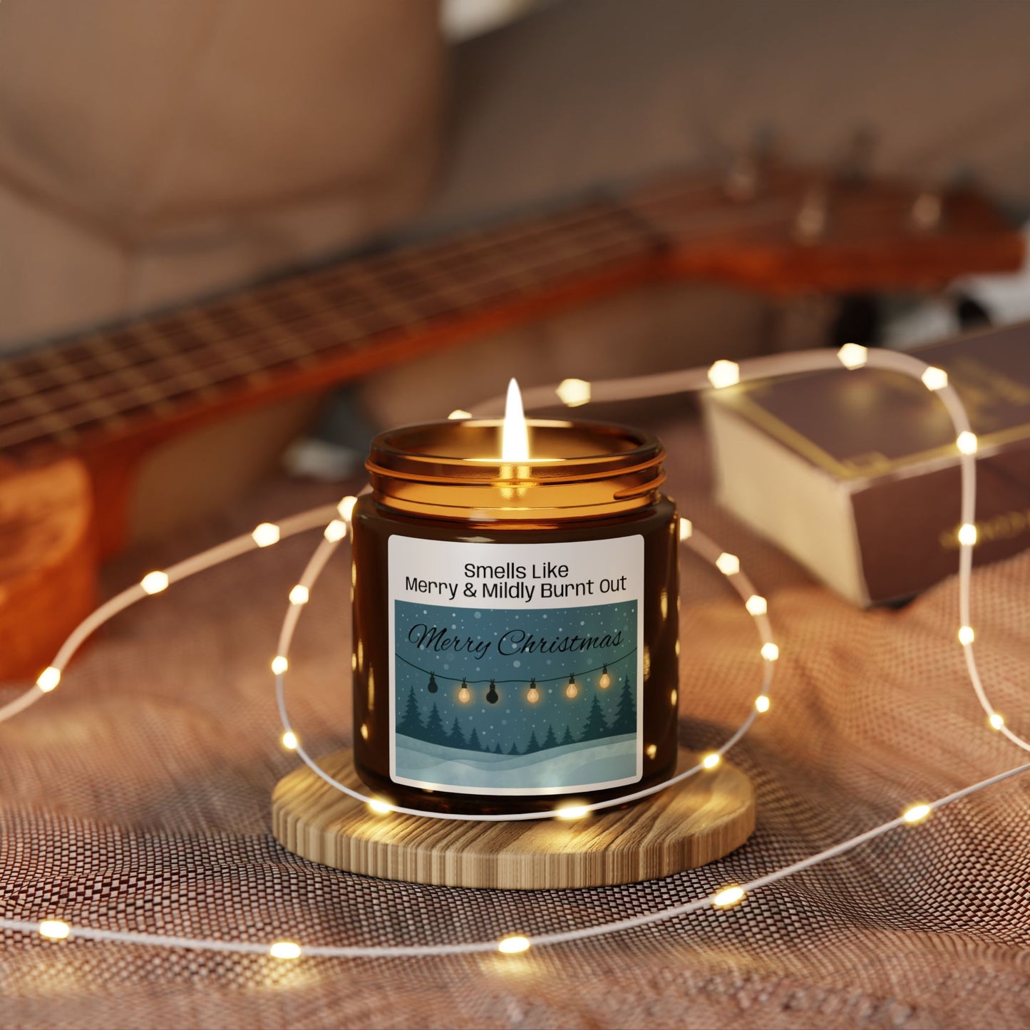 Smells Like Merry & Mildly Burnt Out, Christmas Candle, Funny Holiday Gift, Aromatic Soy Candle, Cozy Winter Scent for Tired Moms Teachers