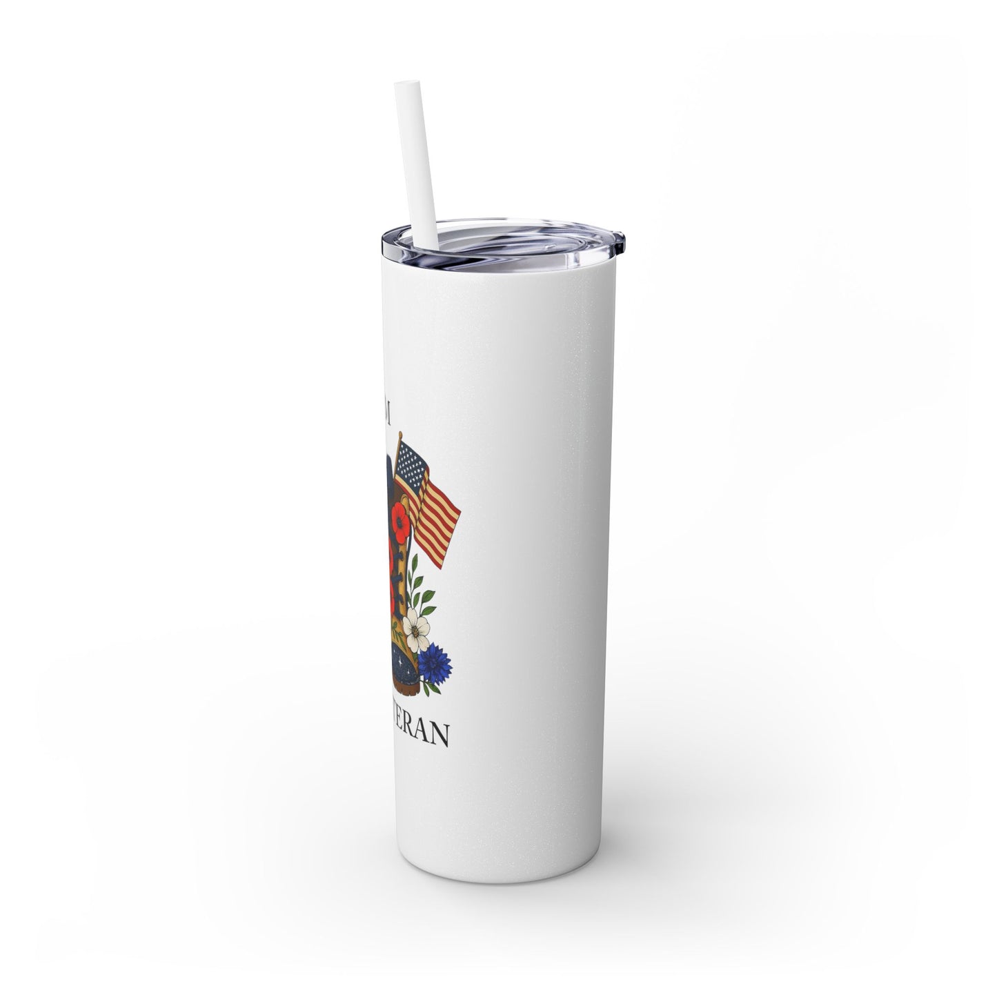 Woman Veteran Skinny Tumbler Drinkware Tribute Gift for Military