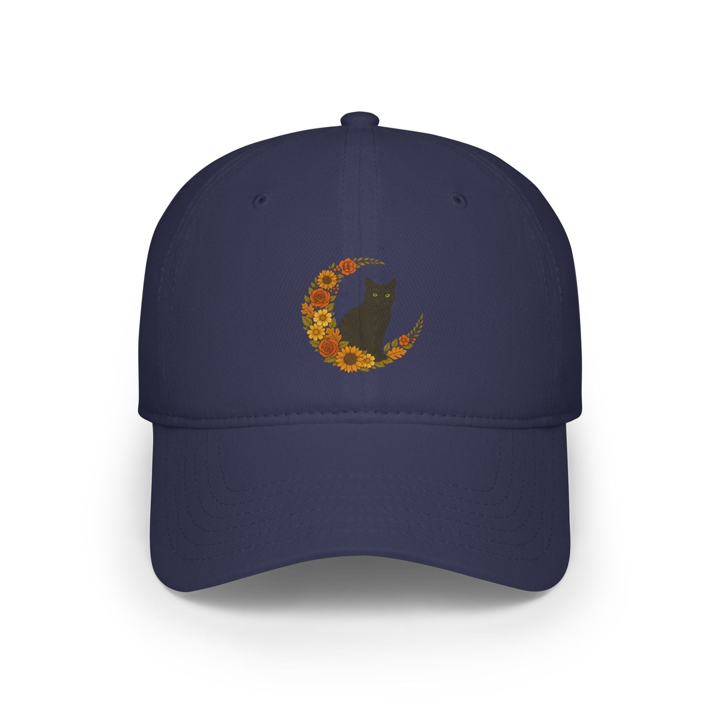 Sunflower Moon Low Profile Baseball Cap, Floral Cap for Autumn, Adjustable Outdoor Hat, Unisex Sun Hat 100% Cotton Twill, Low fitting cap
