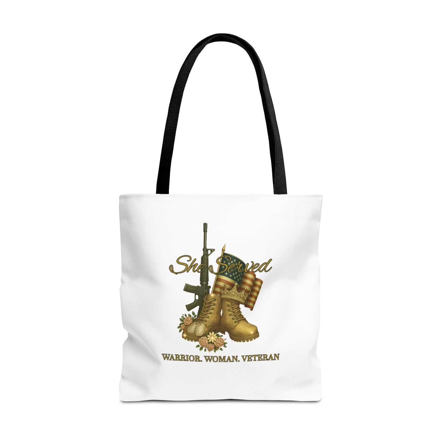 Warrior Woman Veteran Polyester Tote Bag Stylish Gift for Self or Her