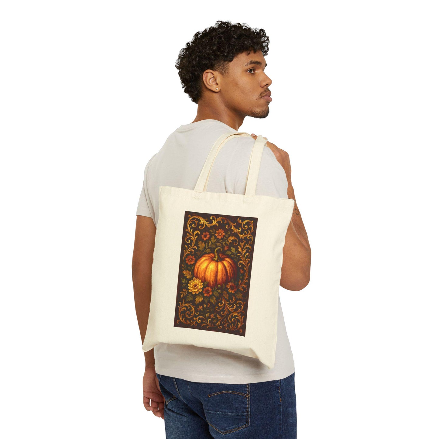 Autumn Pumpkin Canvas Tote Bag: Eco-Friendly Fall Shopping