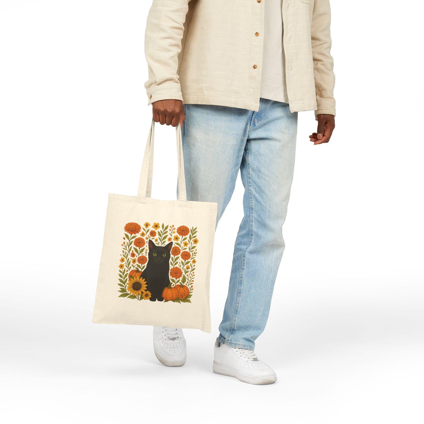 Jared.The.Cat Fall Collection, Autumn Cat Tote Bag, Pumpkin Fall Bag, Gift for Cat Lovers, Eco-Friendly Shopping Tote, Cute Cat Design
