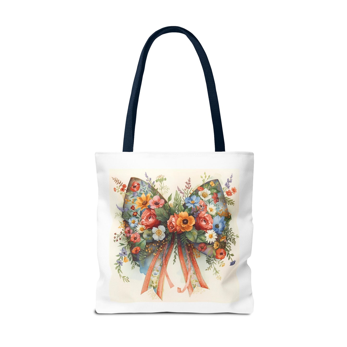 Floral Bow Tote Bag, Chic Everyday Shopper, Gift for Her, Stylish Floral Tote Reusable Shopping Bag, Cute Gift for Her - Reusable Tote Bag,